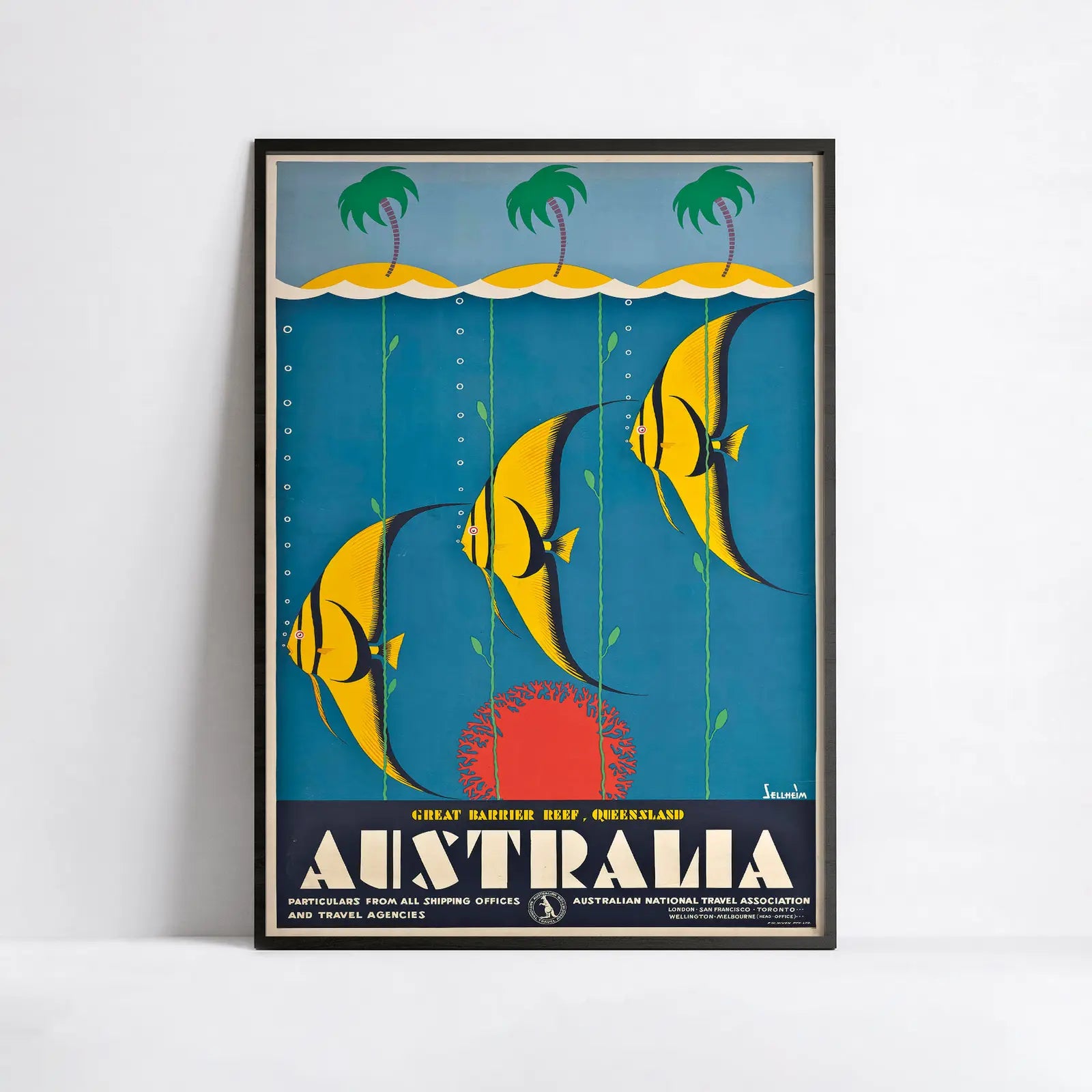 Vintage-Reiseplakat „Great Barrier Reef Queensland Australien“ – Gert Sellheim – High Definition – mattes Papier 230 g/m²