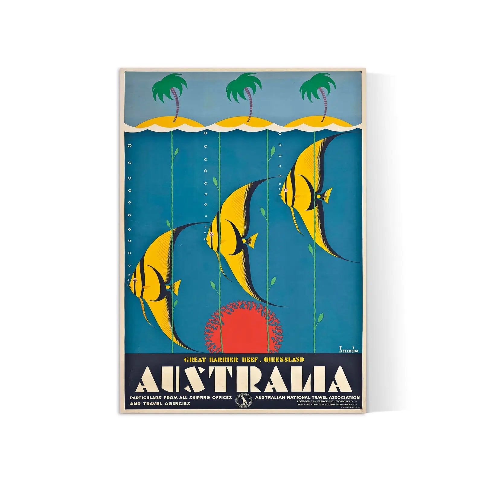 Vintage-Reiseplakat „Great Barrier Reef Queensland Australien“ – Gert Sellheim – High Definition – mattes Papier 230 g/m²