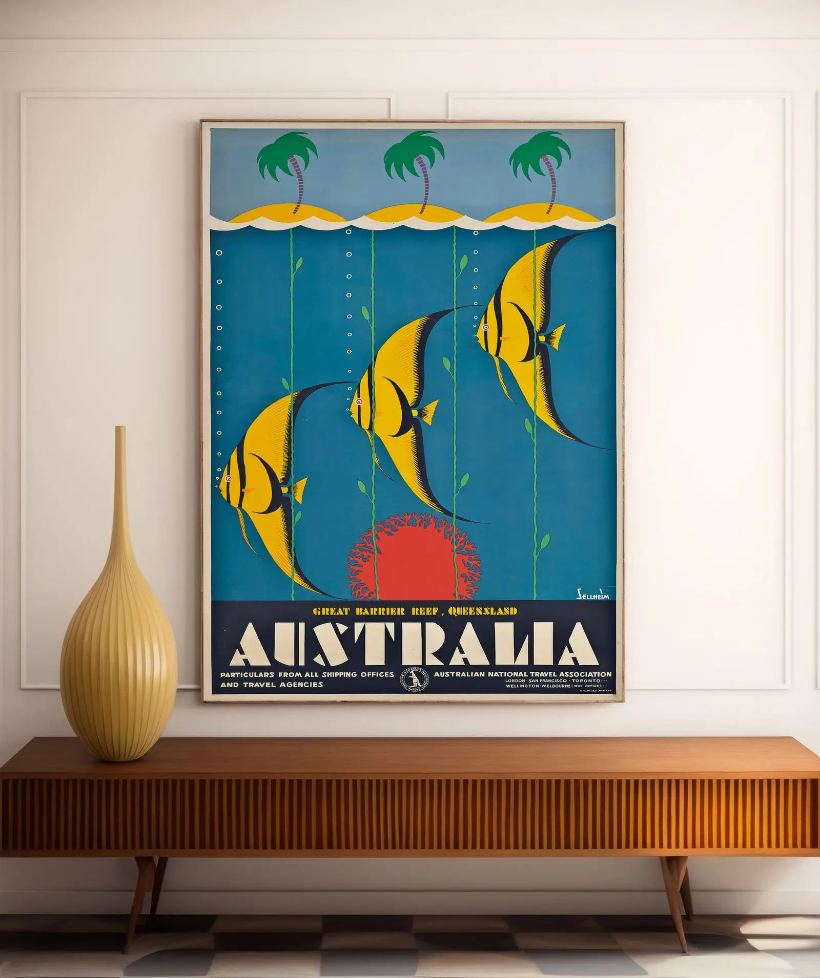 Vintage-Reiseplakat „Great Barrier Reef Queensland Australien“ – Gert Sellheim – High Definition – mattes Papier 230 g/m²