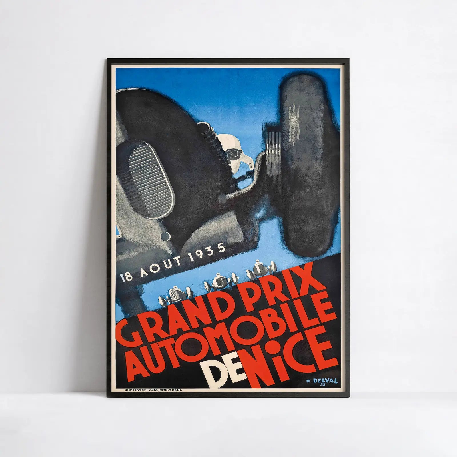 Oldtimer-Poster „Grand Prix Automobile de Nice“ – Henri Delval – High Definition – mattes Papier 230 g/m²