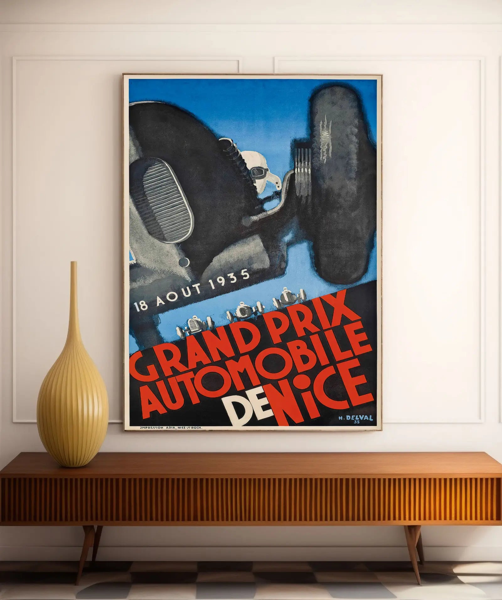 Oldtimer-Poster „Grand Prix Automobile de Nice“ – Henri Delval – High Definition – mattes Papier 230 g/m²