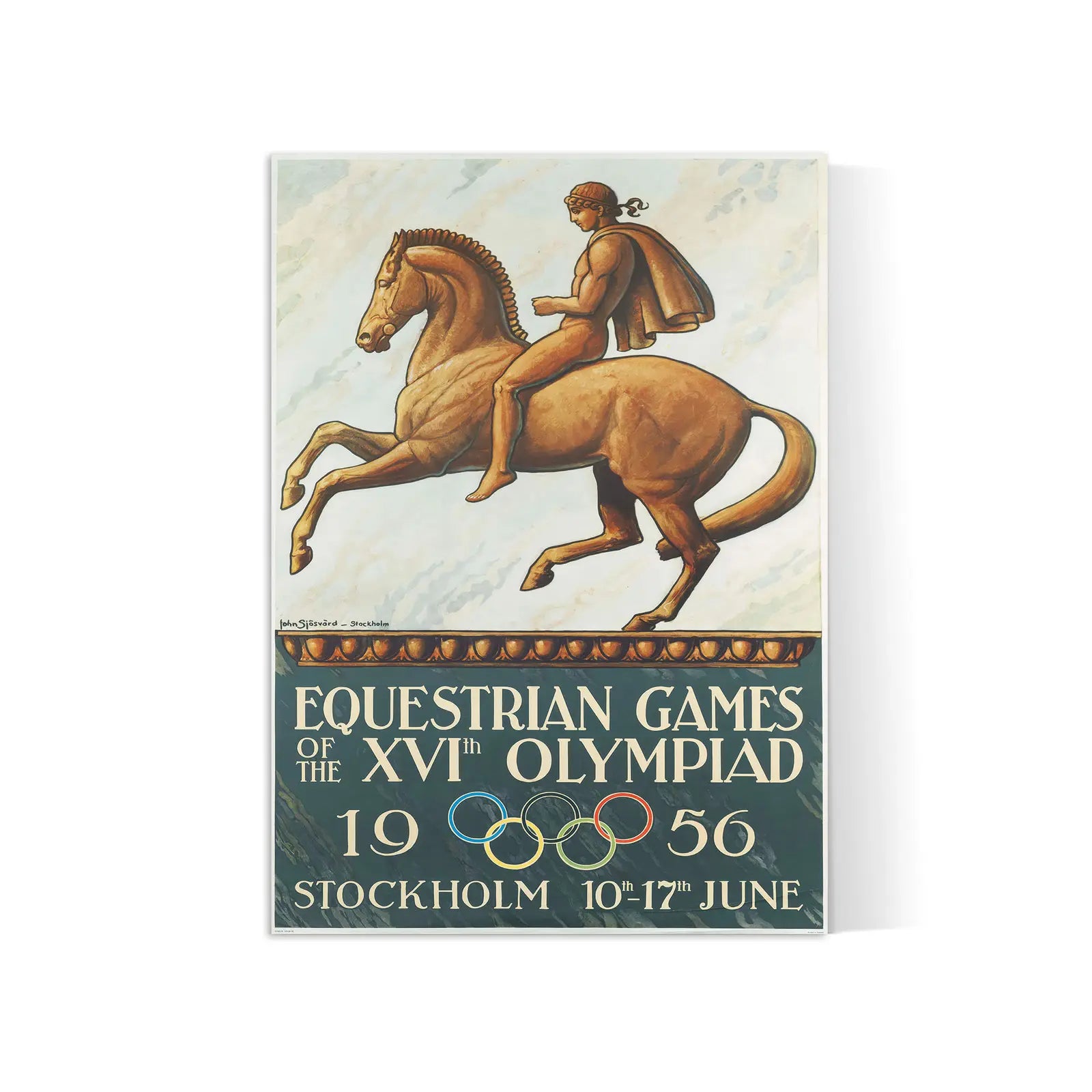 Vintage-Plakat der Olympischen Spiele „Reitspiele XVI. Olympiade Stockholm“ – John Sporvle – High Definition – mattes Papier 230 g/m²