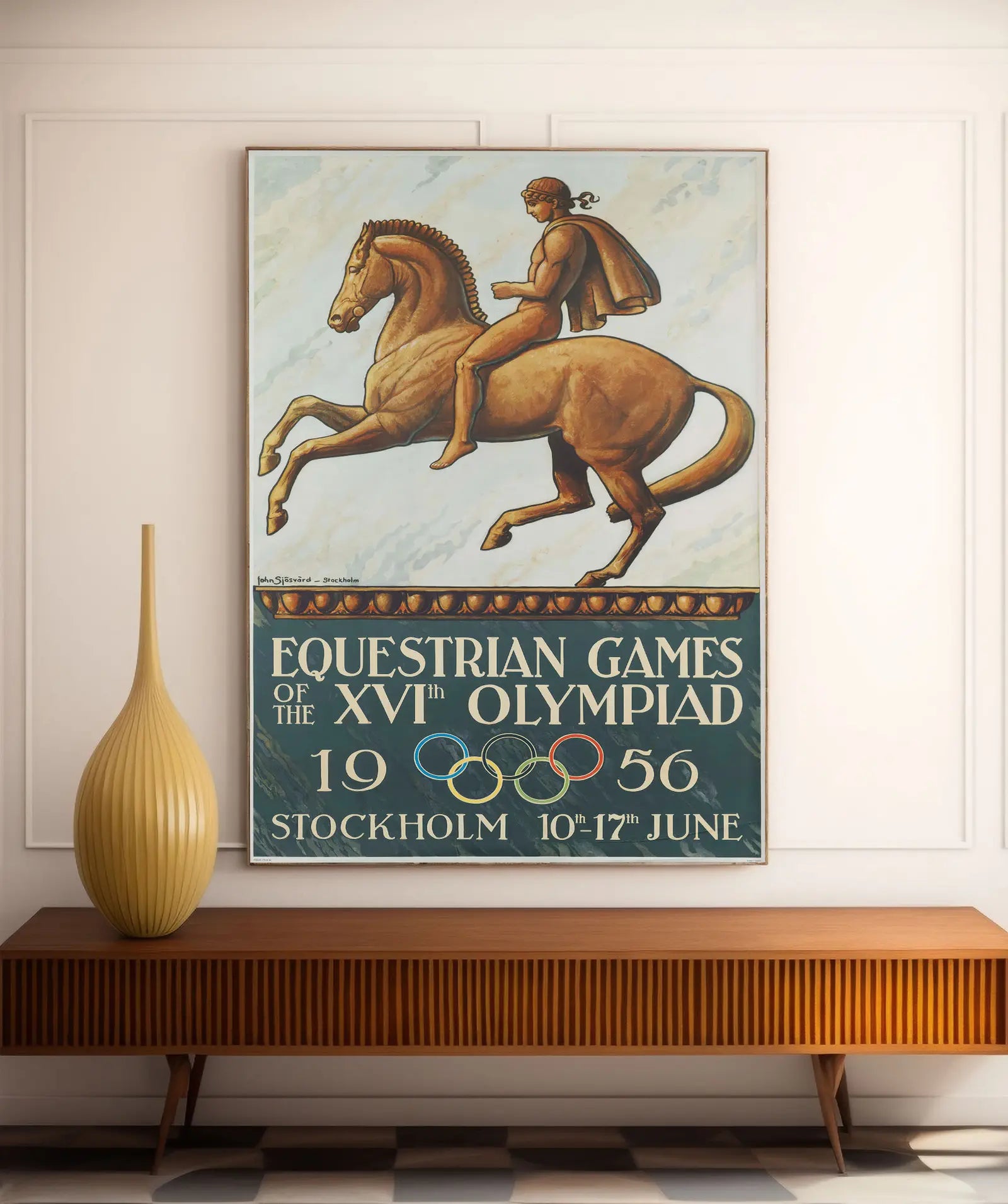 Vintage-Plakat der Olympischen Spiele „Reitspiele XVI. Olympiade Stockholm“ – John Sporvle – High Definition – mattes Papier 230 g/m²