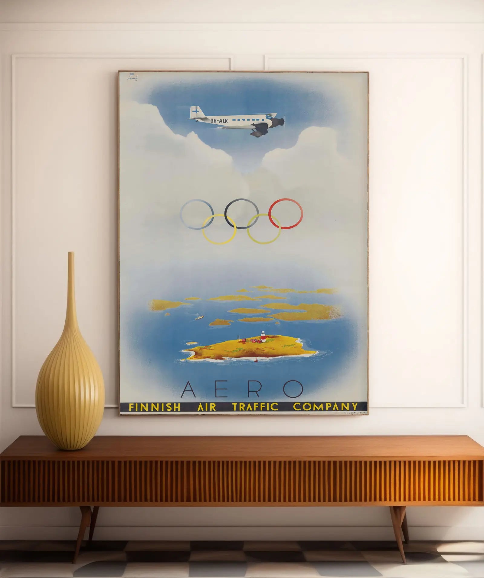 Vintage-Luftfahrtposter „Aero Finnish Airs“ – Jorma Suhonen – High Definition – mattes Papier 230 g/m²