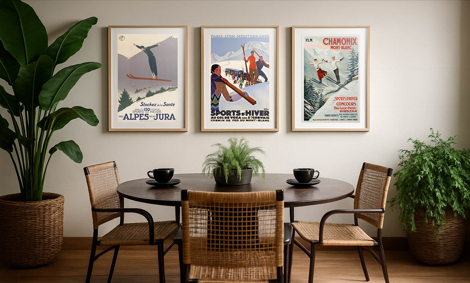 Lot 3 affiches vintage "la passion du ski et de la montagne" (-20% au panier)