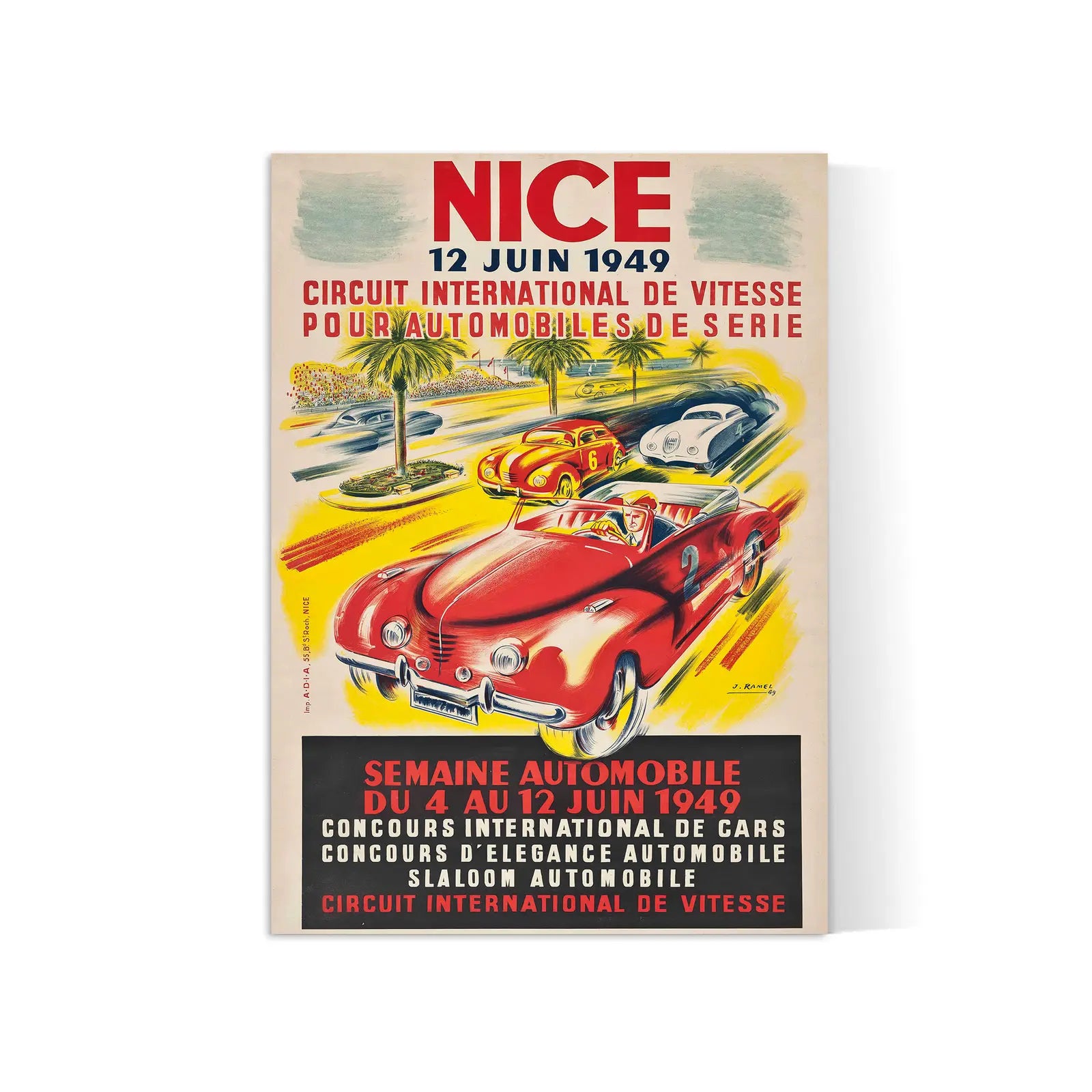 Vintage-Poster „Nizza Circuit International de Vitesse 1949“ – Ramel – High Definition – mattes Papier 230 g/m²