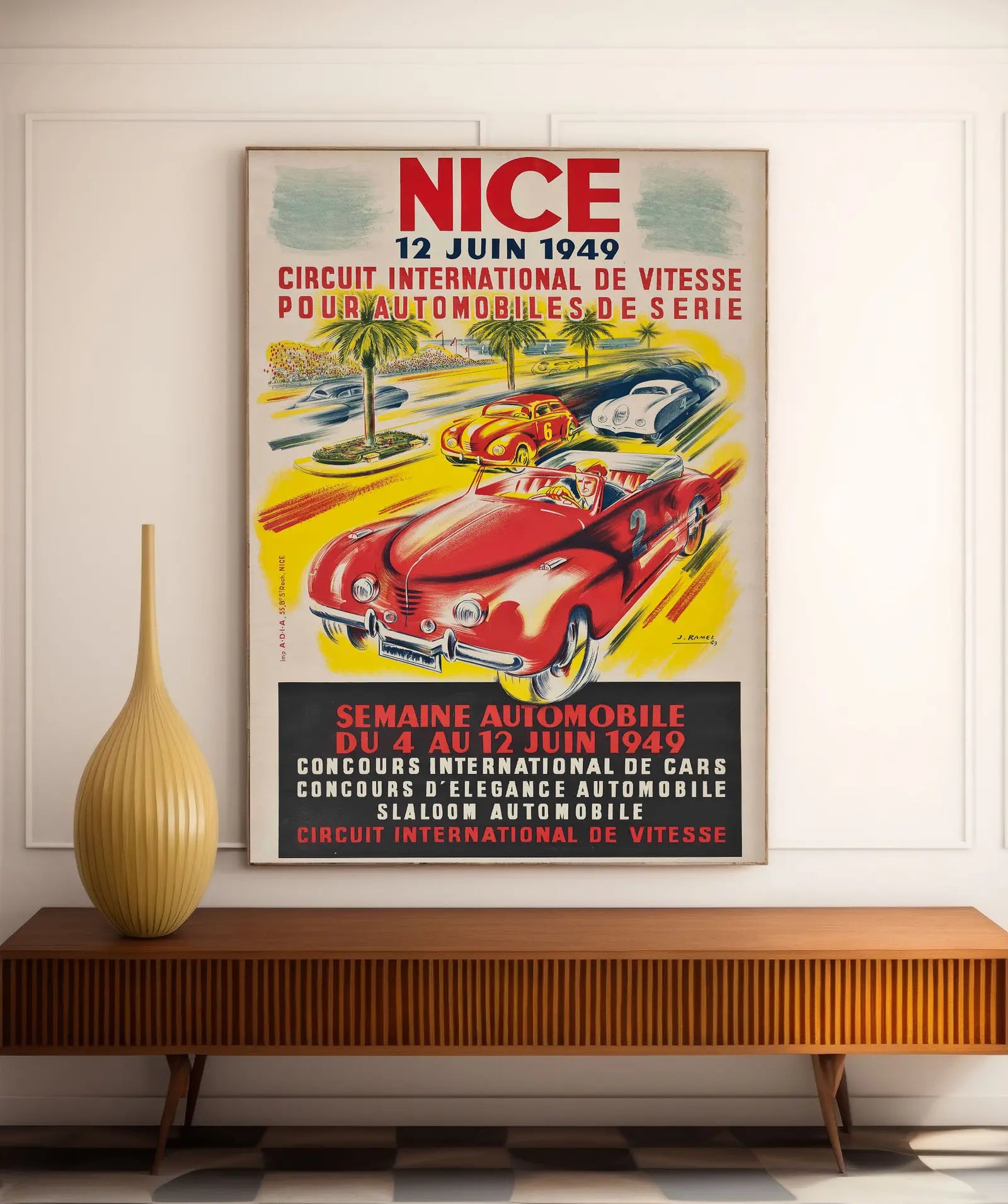 Vintage-Poster „Nizza Circuit International de Vitesse 1949“ – Ramel – High Definition – mattes Papier 230 g/m²