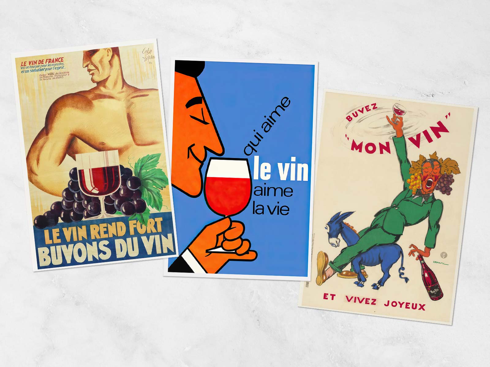 Lot 3 affiches vintage "Classiques des amoureux du Vin" (-20% au panier)