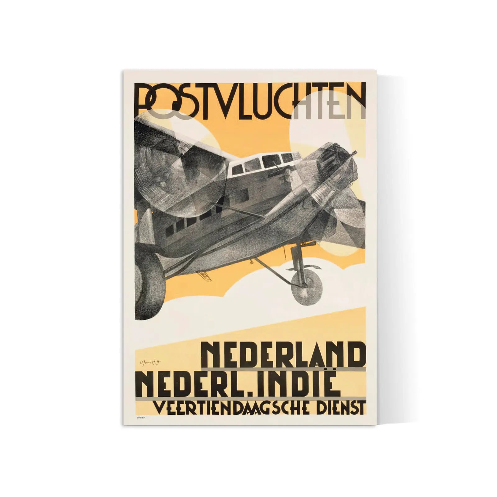 Vintage-Poster „Postvluchten Nederland Nederl. Indie“ – Adriaan Van't Hoff – High Definition – mattes Papier 230 g/m²