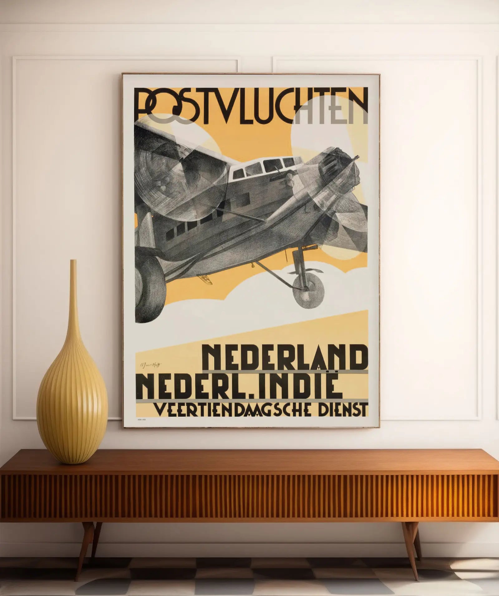 Vintage-Poster „Postvluchten Nederland Nederl. Indie“ – Adriaan Van't Hoff – High Definition – mattes Papier 230 g/m²