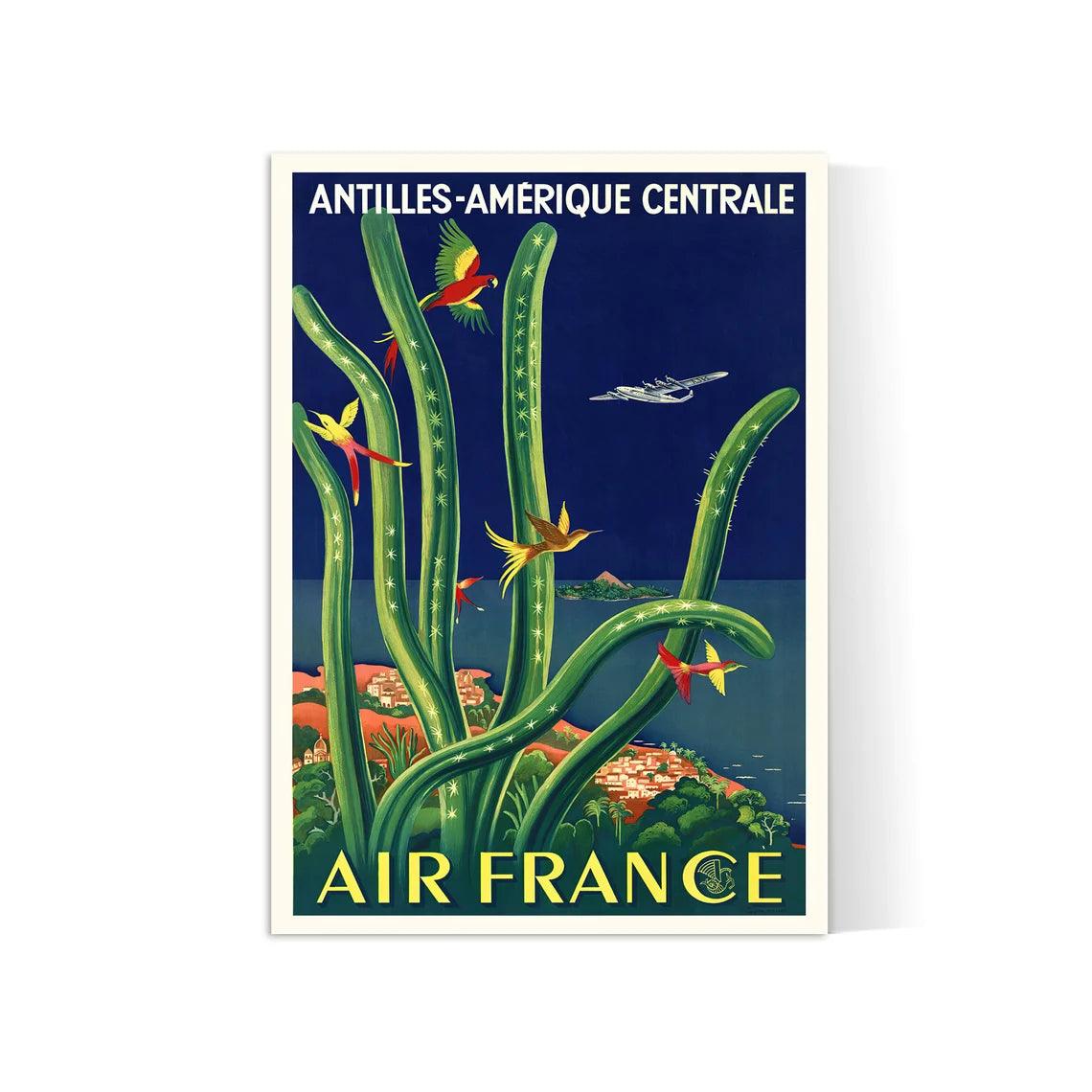 Affiche Air France "Antilles - Amérique centrale" - Lucien Boucher - Haute Définition - papier mat 230gr/m2 - Poster Vintage