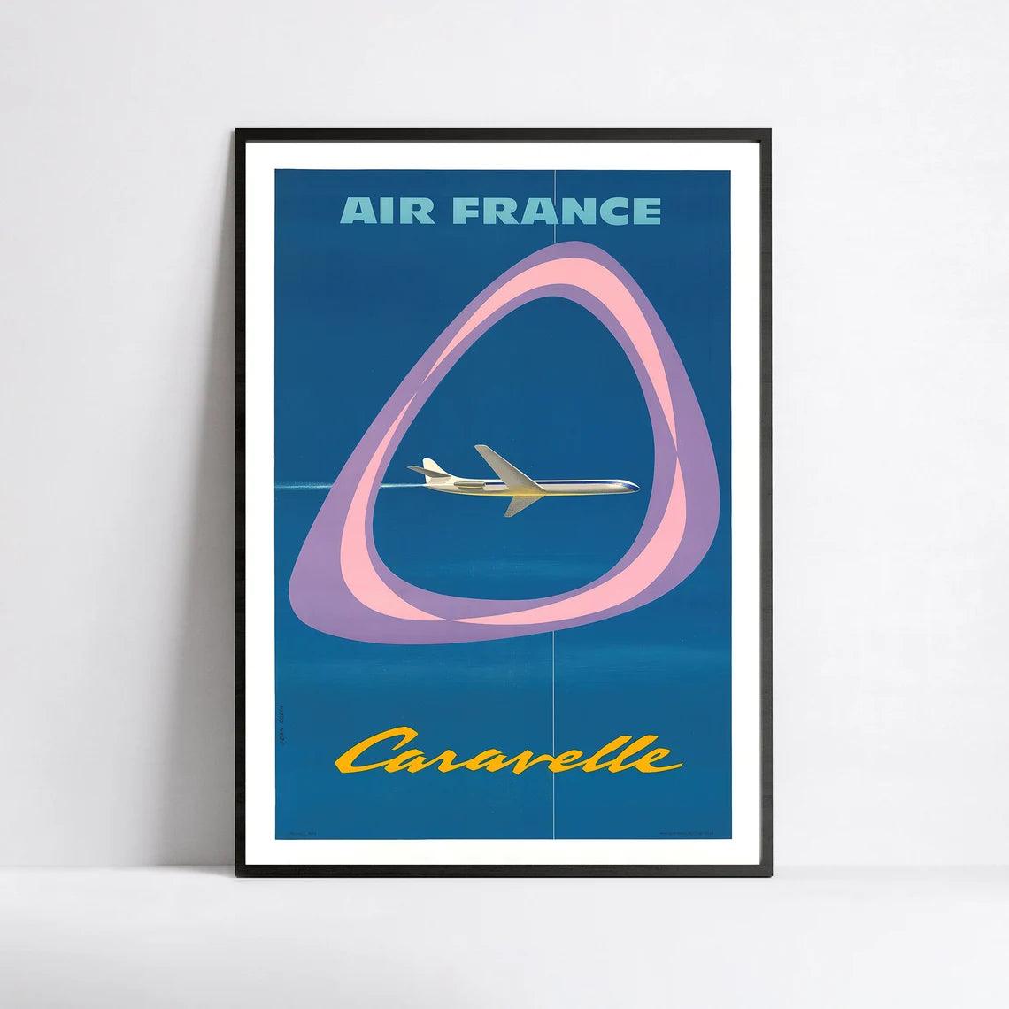 Affiche Air France "Caravelle" - Jean Colin - Haute Définition - papier mat 230gr/m2 - Poster Vintage