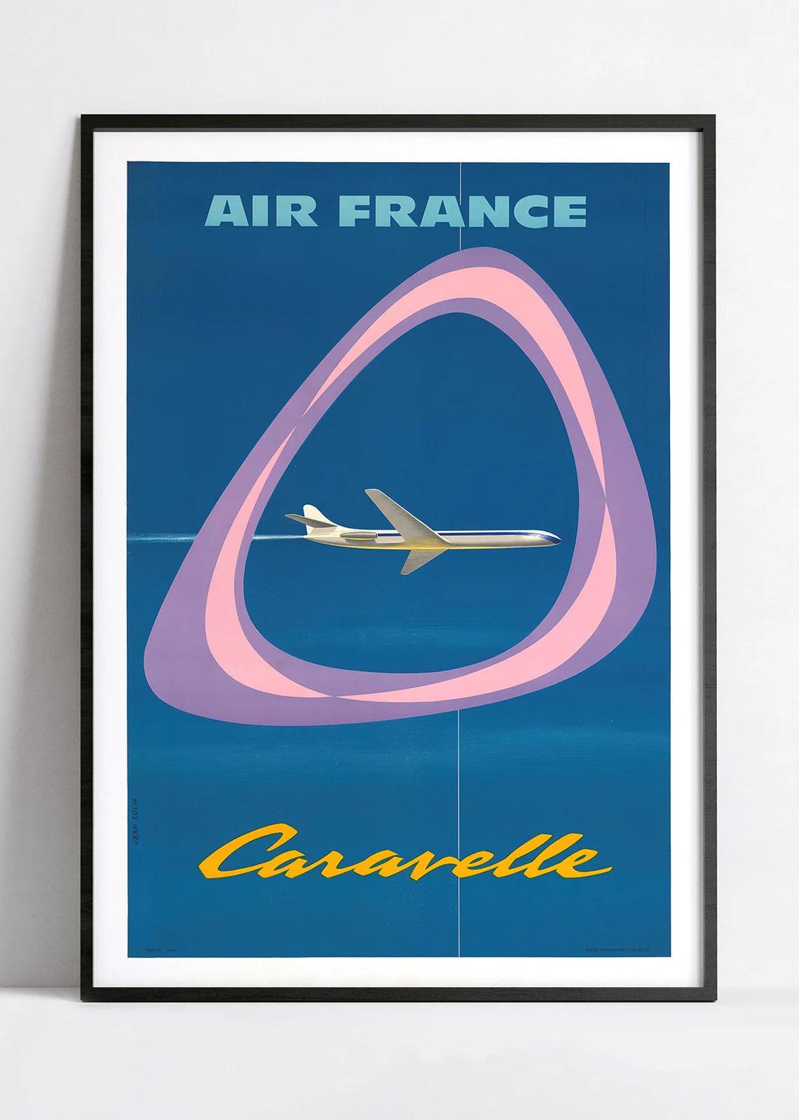 Affiche Air France "Caravelle" - Jean Colin - Haute Définition - papier mat 230gr/m2 - Poster Vintage