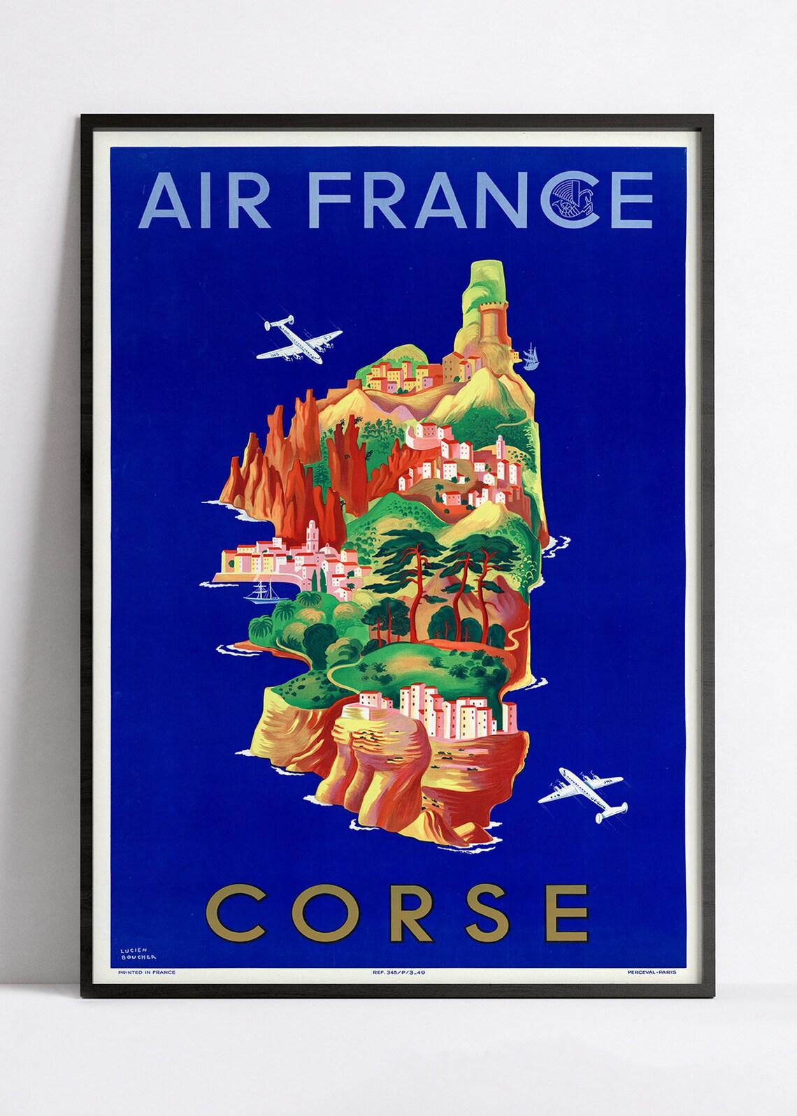 Affiche Air France "Corse" - Lucien Boucher - Haute Définition - papier mat 230gr/m2 - Poster Vintage