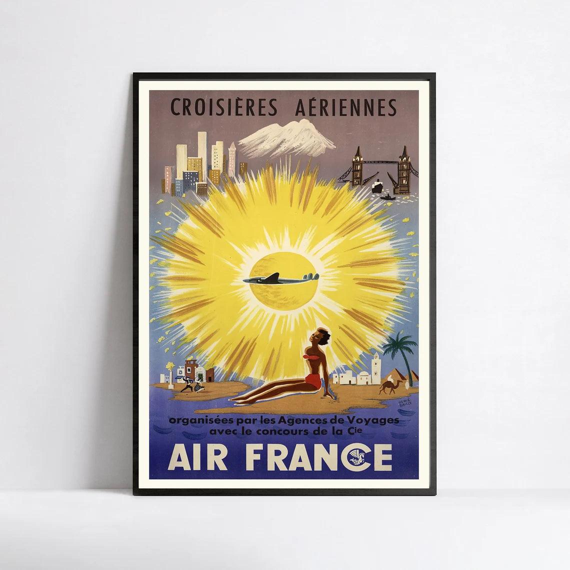 Affiche Air France "Croisières aériennes" - Hervé Baille - Haute Définition - papier mat 230gr/m2 - Poster Vintage