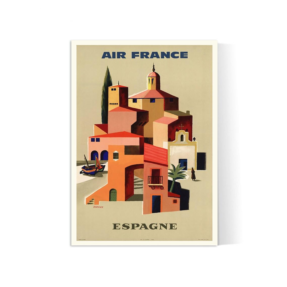 Affiche Air France "Espagne" - Haute Définition - papier mat 230gr/m2 - Poster Vintage