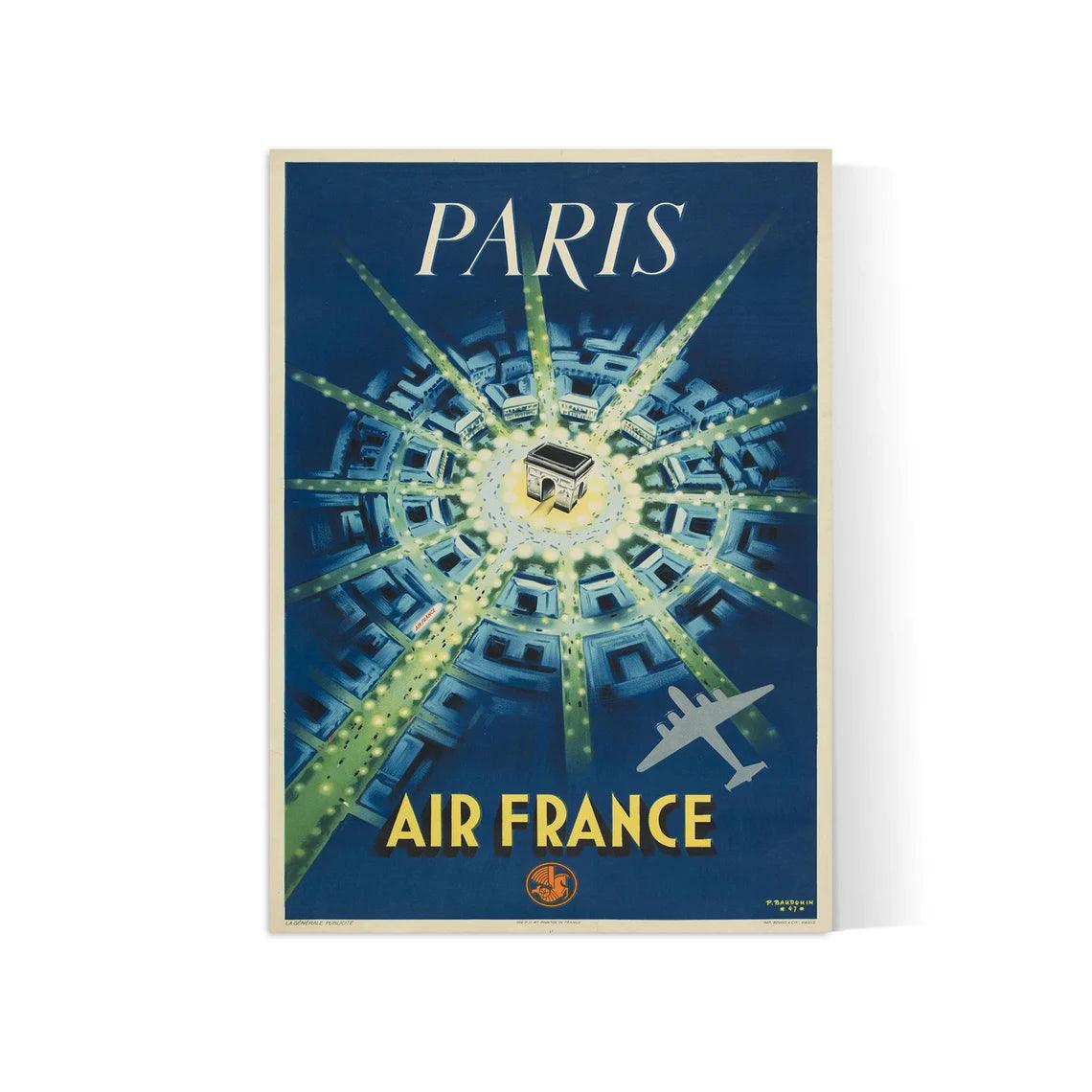 Affiche Air France "Paris" - Vintage - Haute Définition - papier mat 230gr/m2 - Poster Vintage