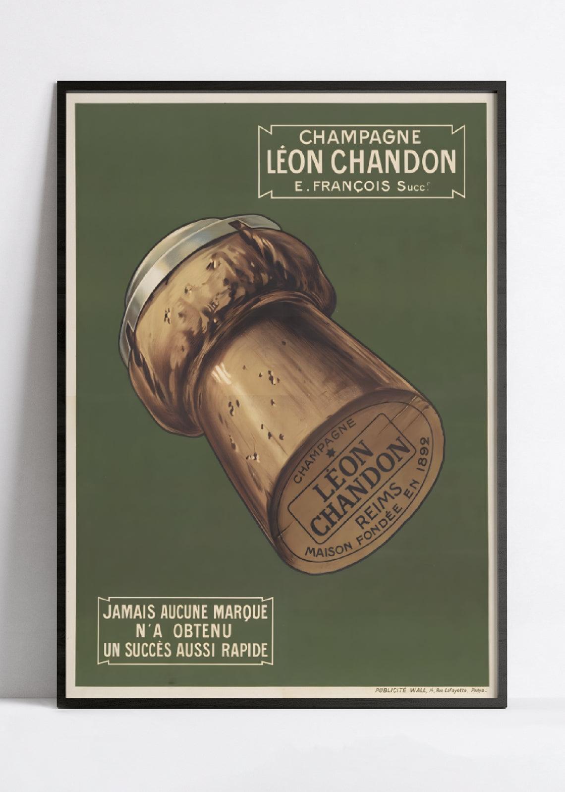 Affiche alcool vintage champagne "Léon Chandon" - Haute Définition - papier mat 230gr/m2 - Poster Vintage