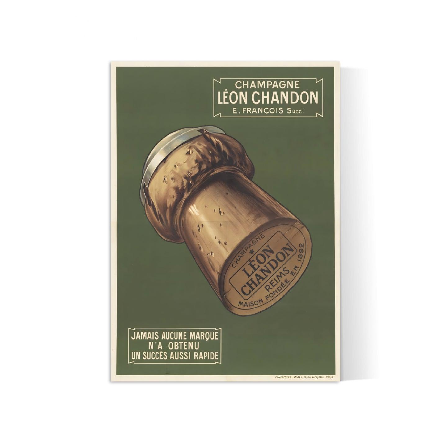 Affiche alcool vintage champagne "Léon Chandon" - Haute Définition - papier mat 230gr/m2 - Poster Vintage