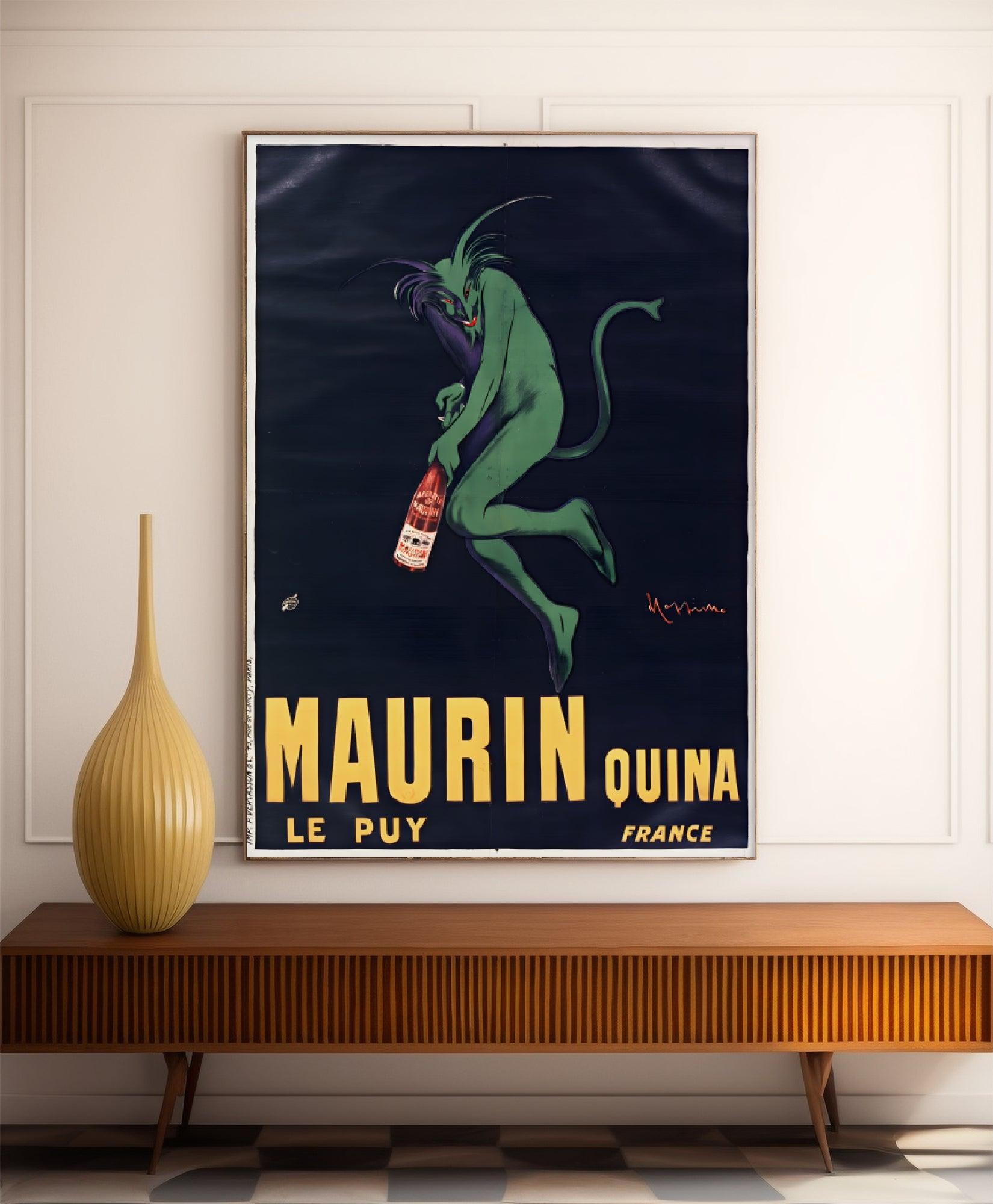 Affiche alcool vintage"Diable Vert - Maurin" - Cappiello - Haute Définition - papier mat 230gr/m² - Poster Vintage