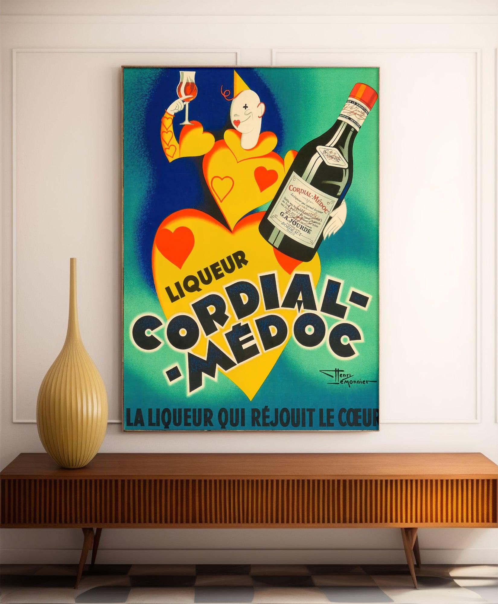 Affiche alcool vintage "Liqueur Cordial Medoc" - Henry Lemonnier - Haute Définition - Poster Vintage
