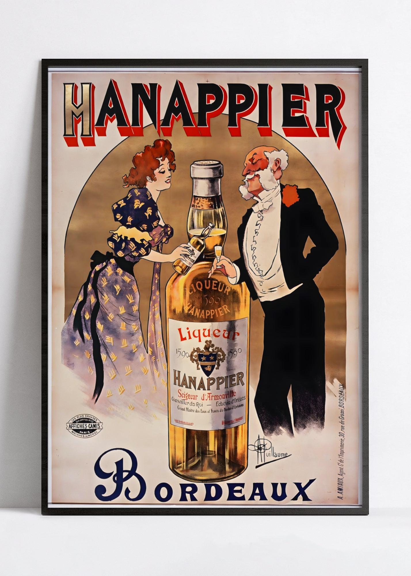 Affiche alcool vintage "Liqueur Hannappier" - Art Nouveau -Haute Définition - papier mat 230gr/m2 - Poster Vintage