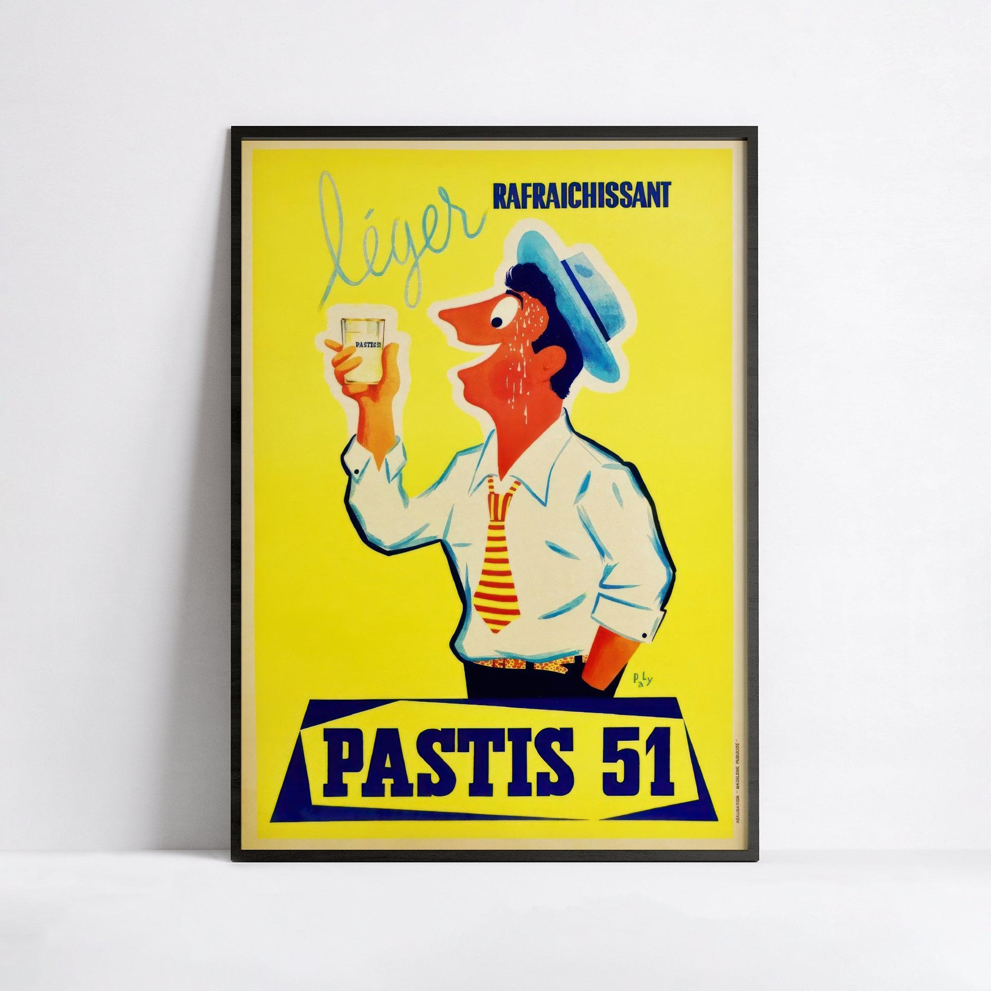 Affiche alcool vintage "Pastis 51" - Paly - Haute Définition - Poster Vintage