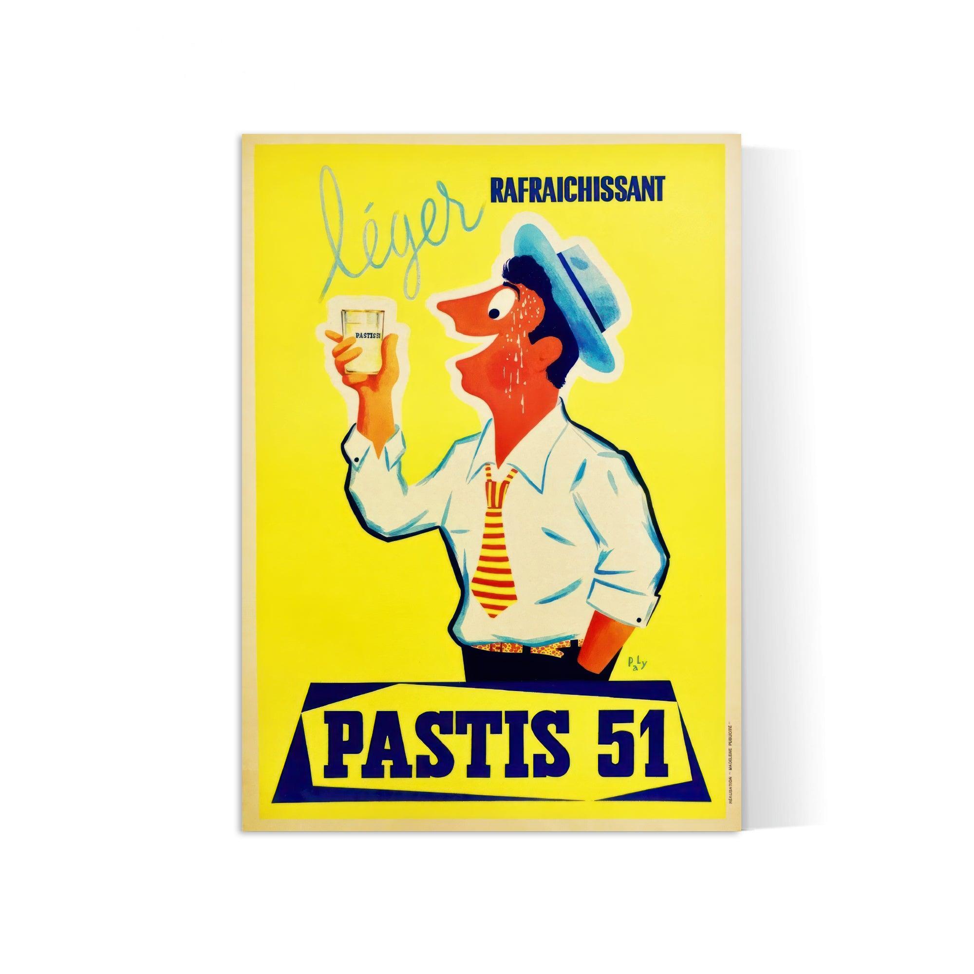 Affiche alcool vintage "Pastis 51" - Paly - Haute Définition - Poster Vintage