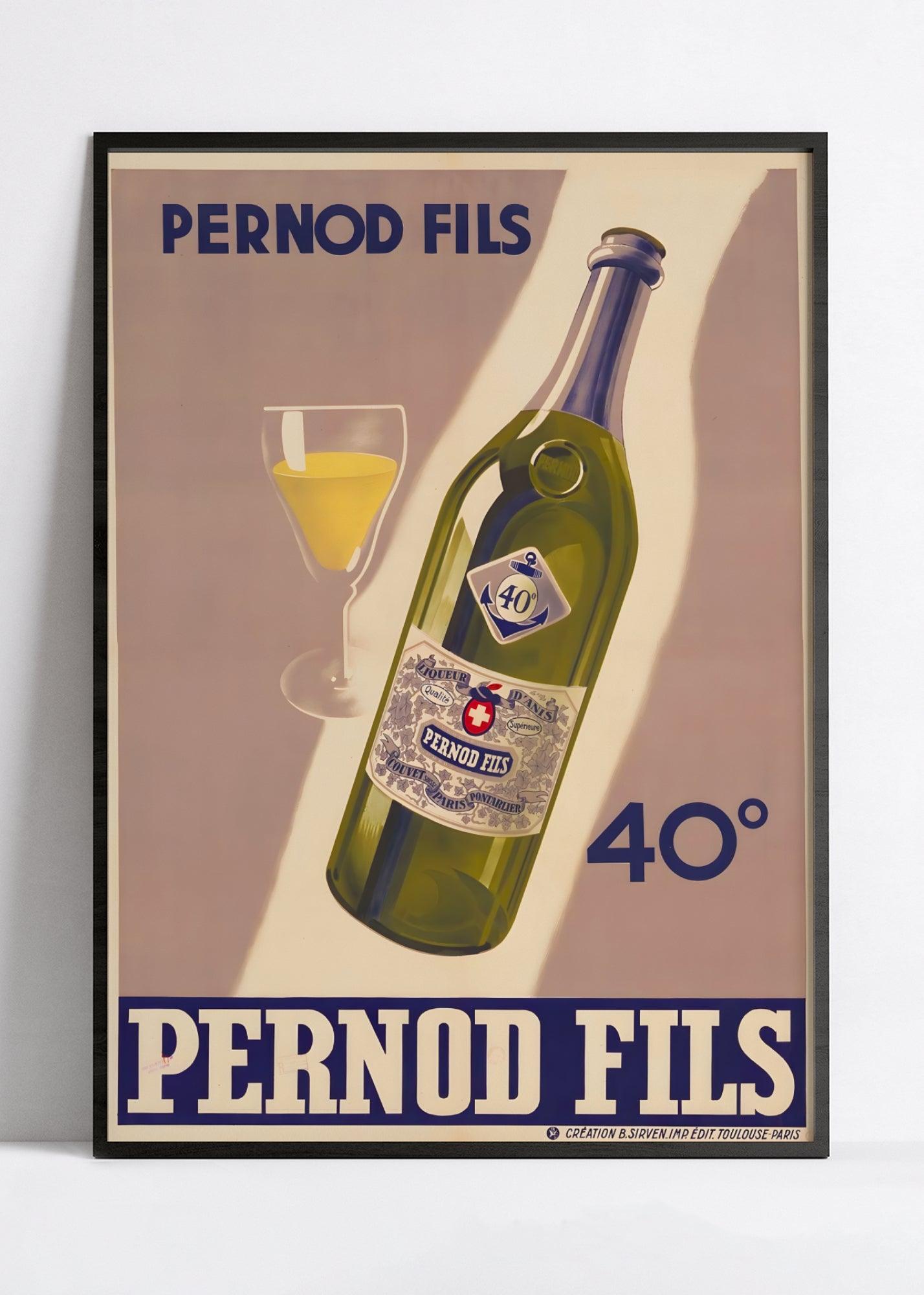 Affiche alcool vintage "Pernod" - Haute Définition - papier mat 230gr/m2 - Poster Vintage