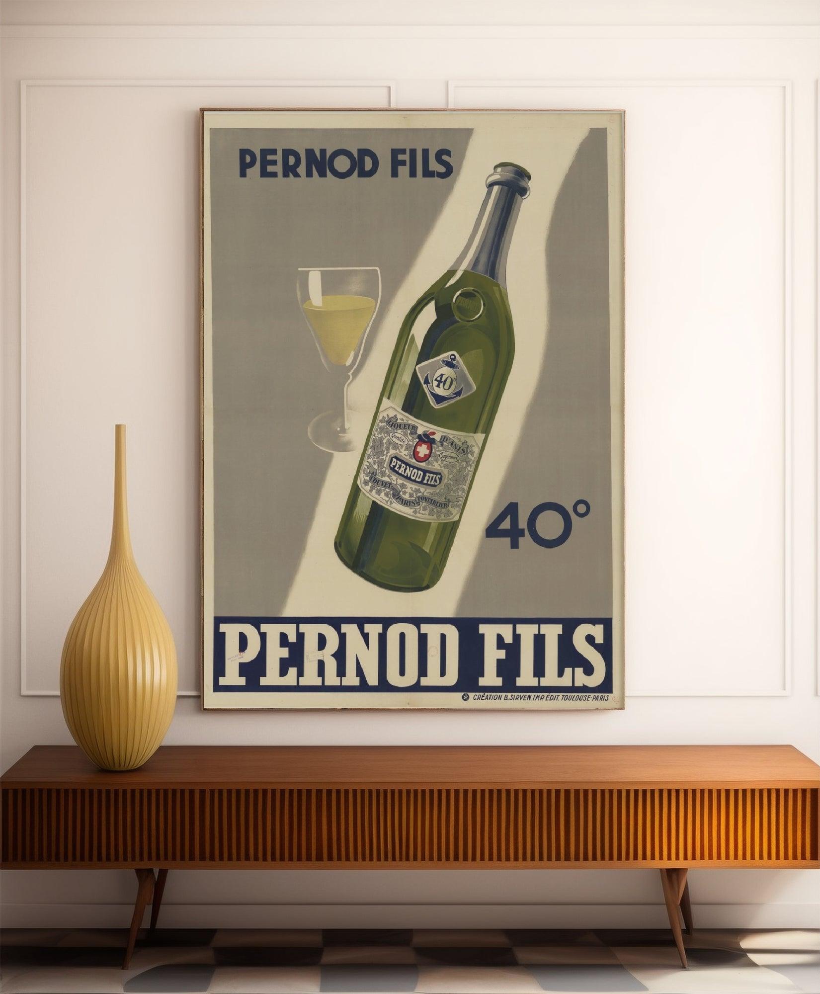 Affiche alcool vintage "Pernod" - Haute Définition - papier mat 230gr/m2 - Poster Vintage