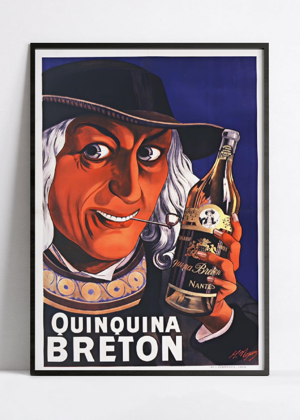 Affiche alcool vintage "Quinquina Breton" - Eugène Ogé - Haute Définition - papier mat 230gr/m2 - Poster Vintage