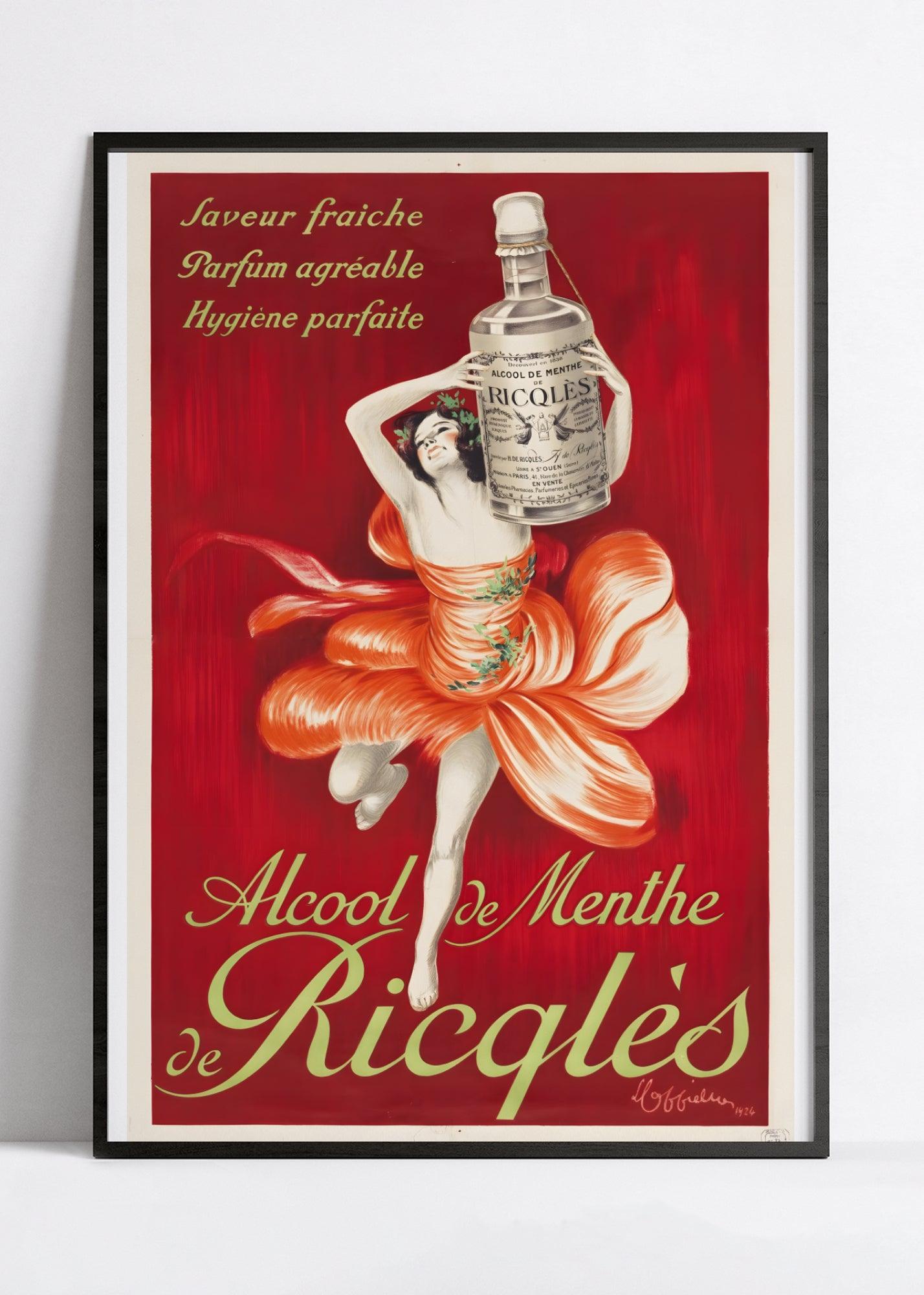 Affiche alcool vintage "Ricqlès" - Leonetto Cappiello - Haute Définition - papier mat 230gr/m2 - Poster Vintage