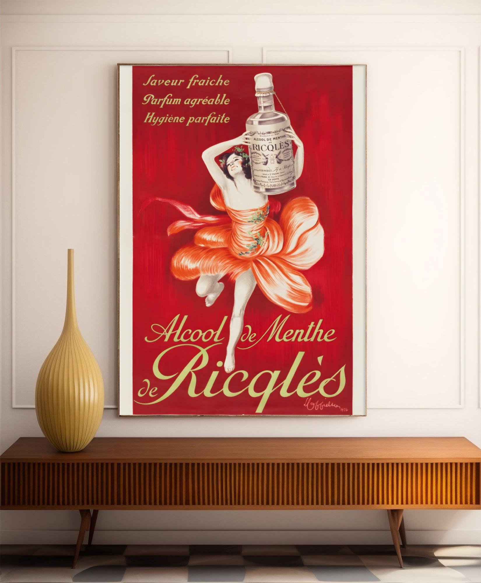 Affiche alcool vintage "Ricqlès" - Leonetto Cappiello - Haute Définition - papier mat 230gr/m2 - Poster Vintage