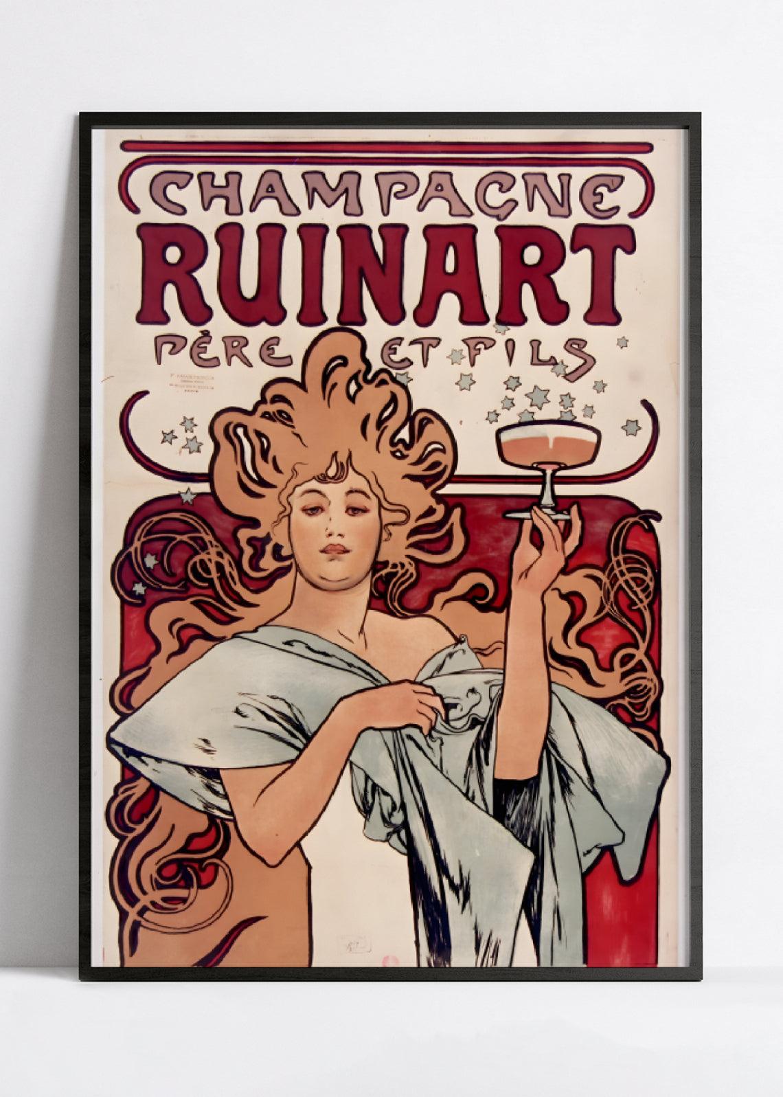 Affiche Alphonse Mucha "Champagne Ruinart" - Art Nouveau - Haute Définition - papier mat 230gr/m2 - Poster Vintage