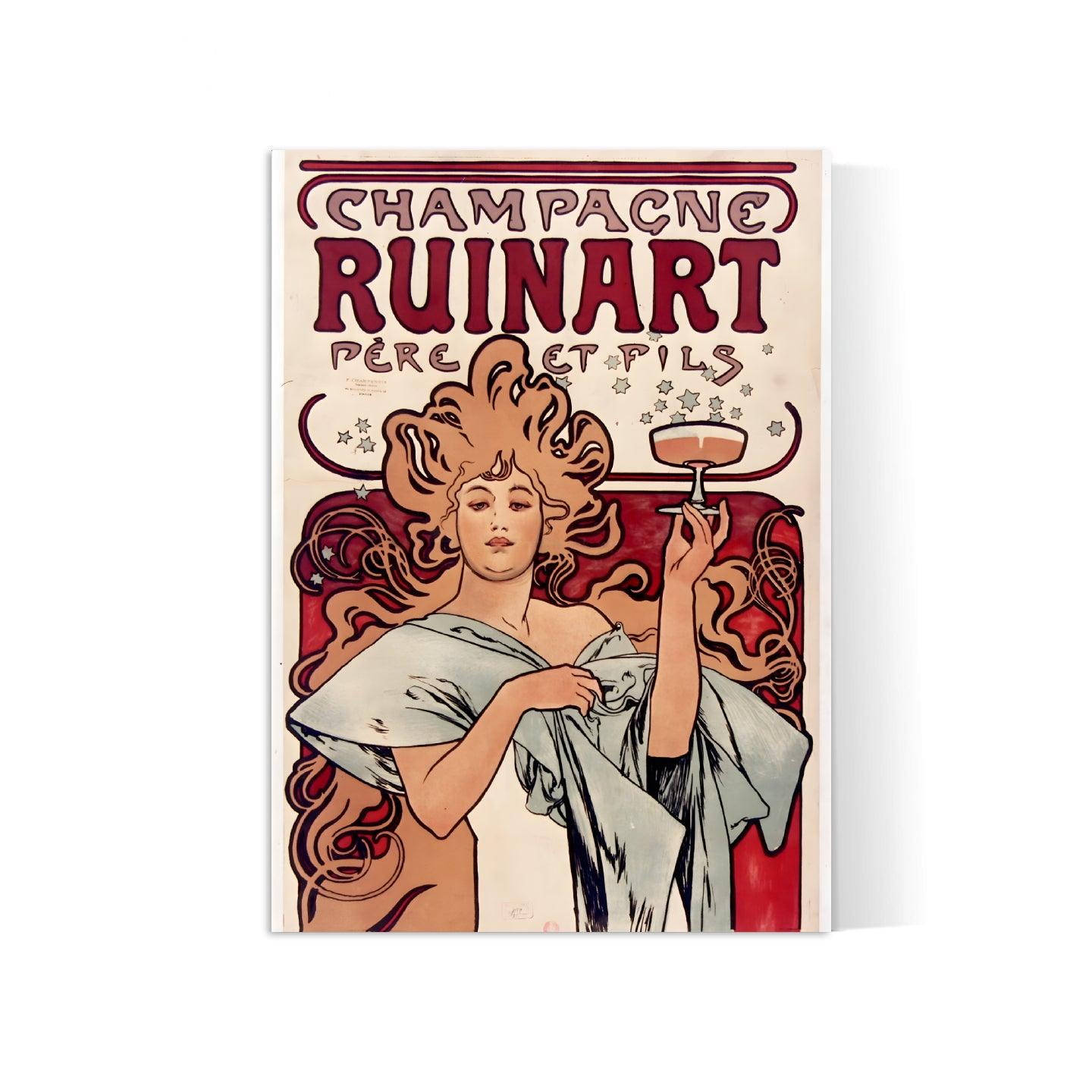 Affiche Alphonse Mucha "Champagne Ruinart" - Art Nouveau - Haute Définition - papier mat 230gr/m2 - Poster Vintage