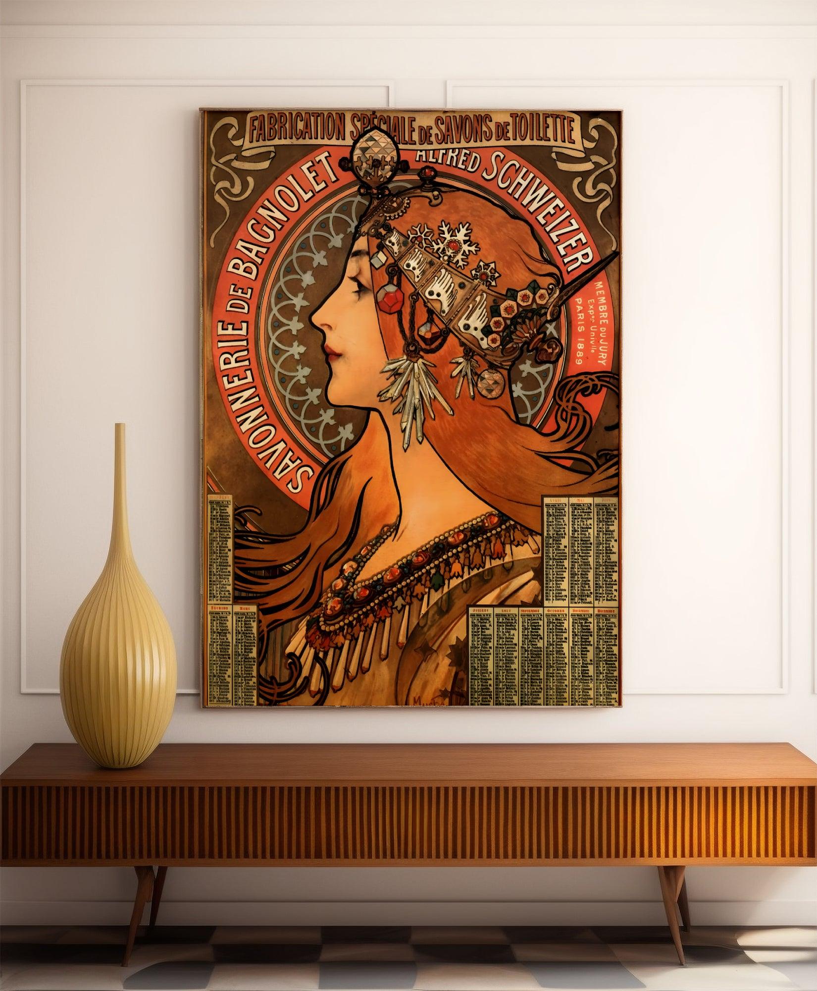 Affiche Alphonse Mucha "Savon Bagnolet" - Art Nouveau - Haute Définition - papier mat 230gr/m2 - Poster Vintage