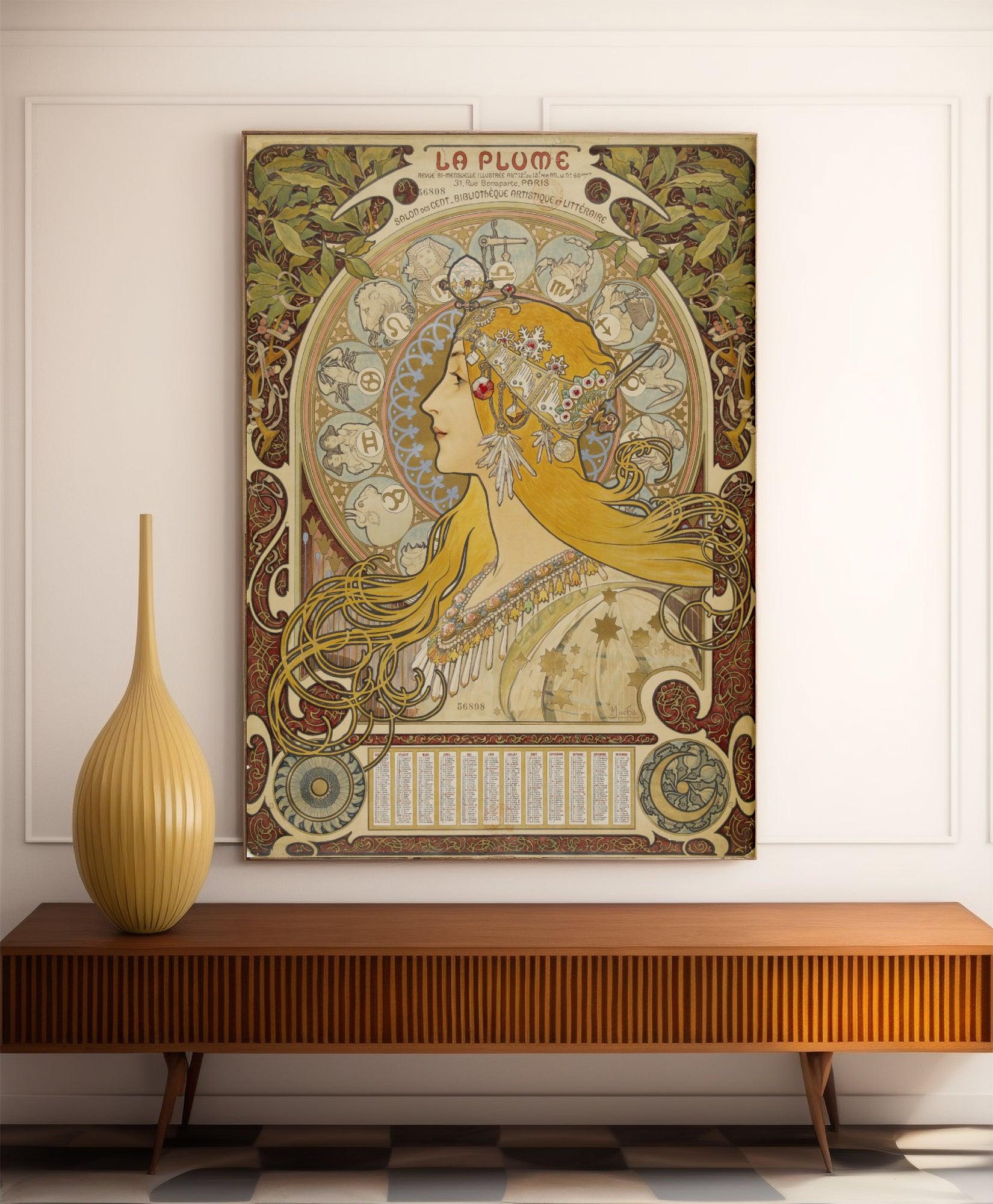 Affiche Alphonse Mucha "Zodiac" vintage - Art Nouveau - Haute Définition - papier mat 230gr/m2 - Poster Vintage