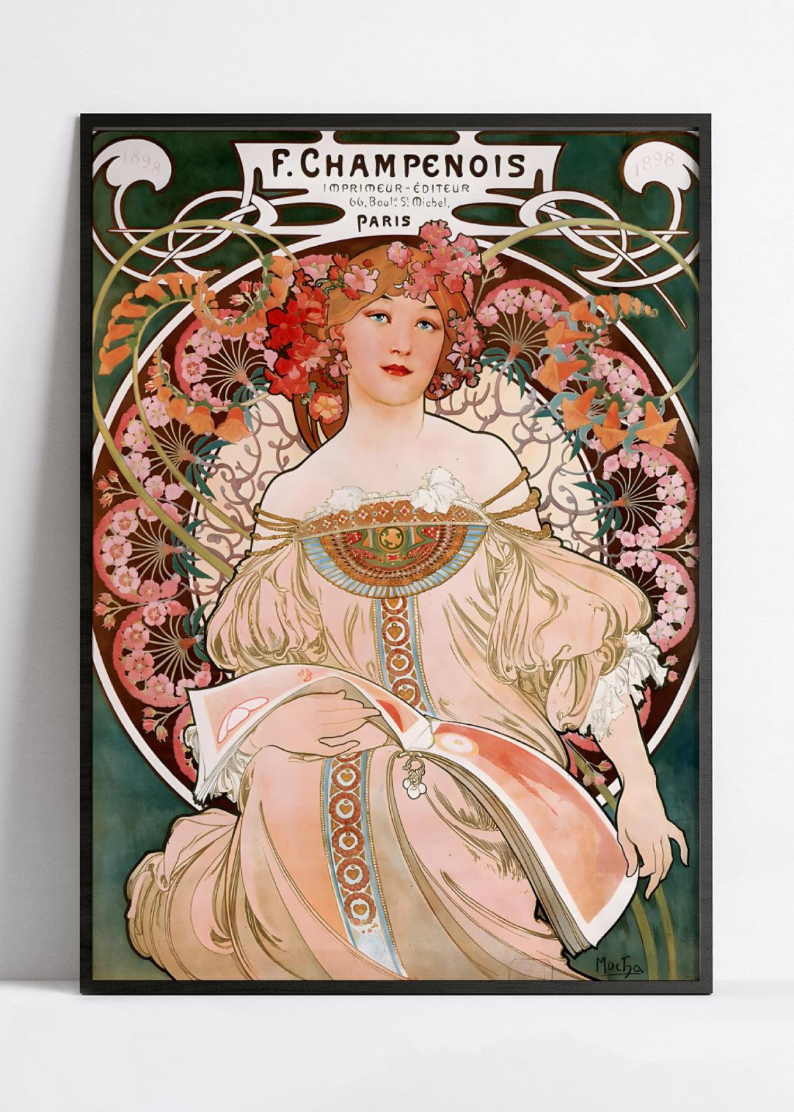 Affiche Alphonse Muchat "Champenois" - Art Nouveau - Haute Définition - papier mat 230gr/m2 - Poster Vintage