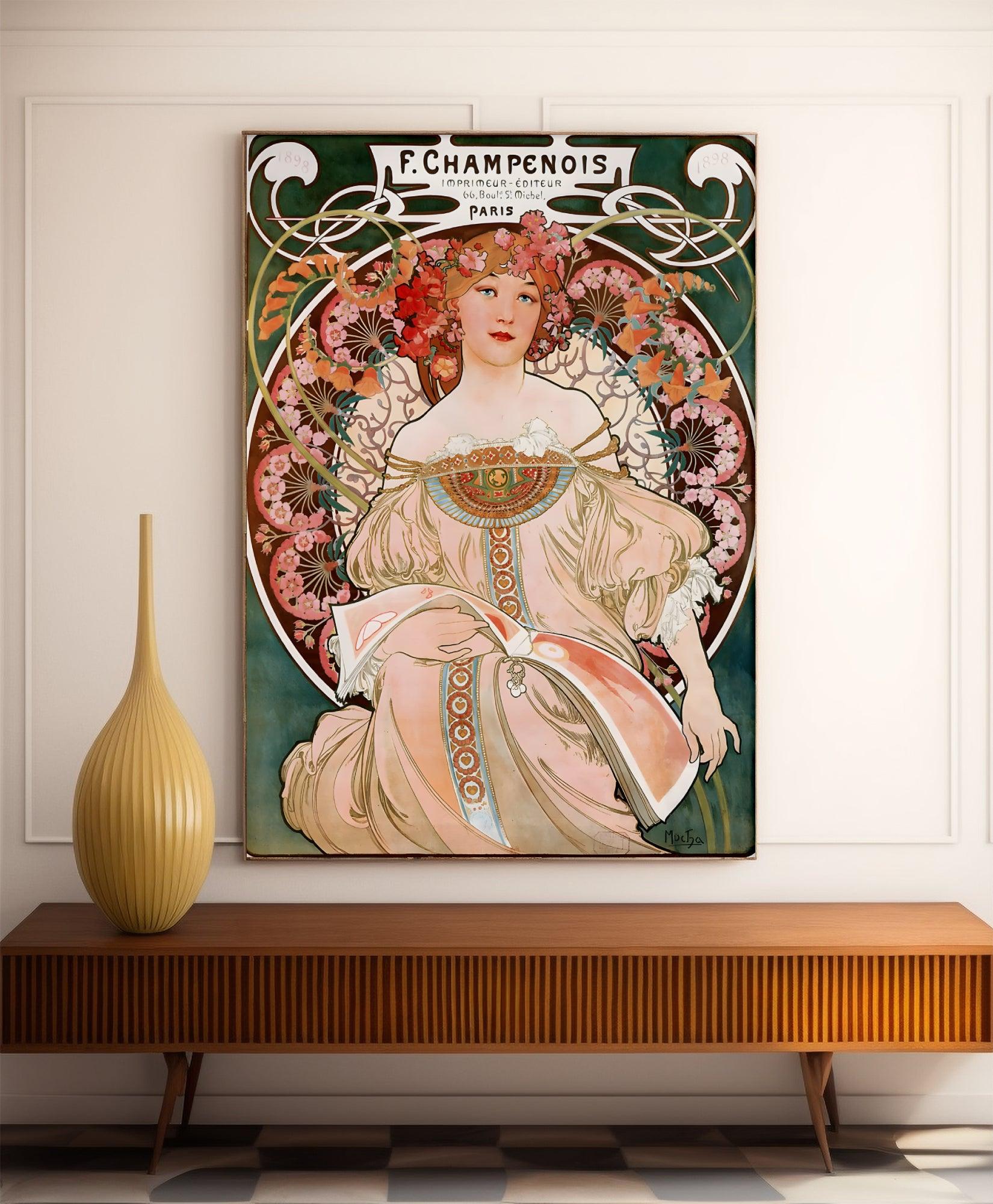 Affiche Alphonse Muchat "Champenois" - Art Nouveau - Haute Définition - papier mat 230gr/m2 - Poster Vintage