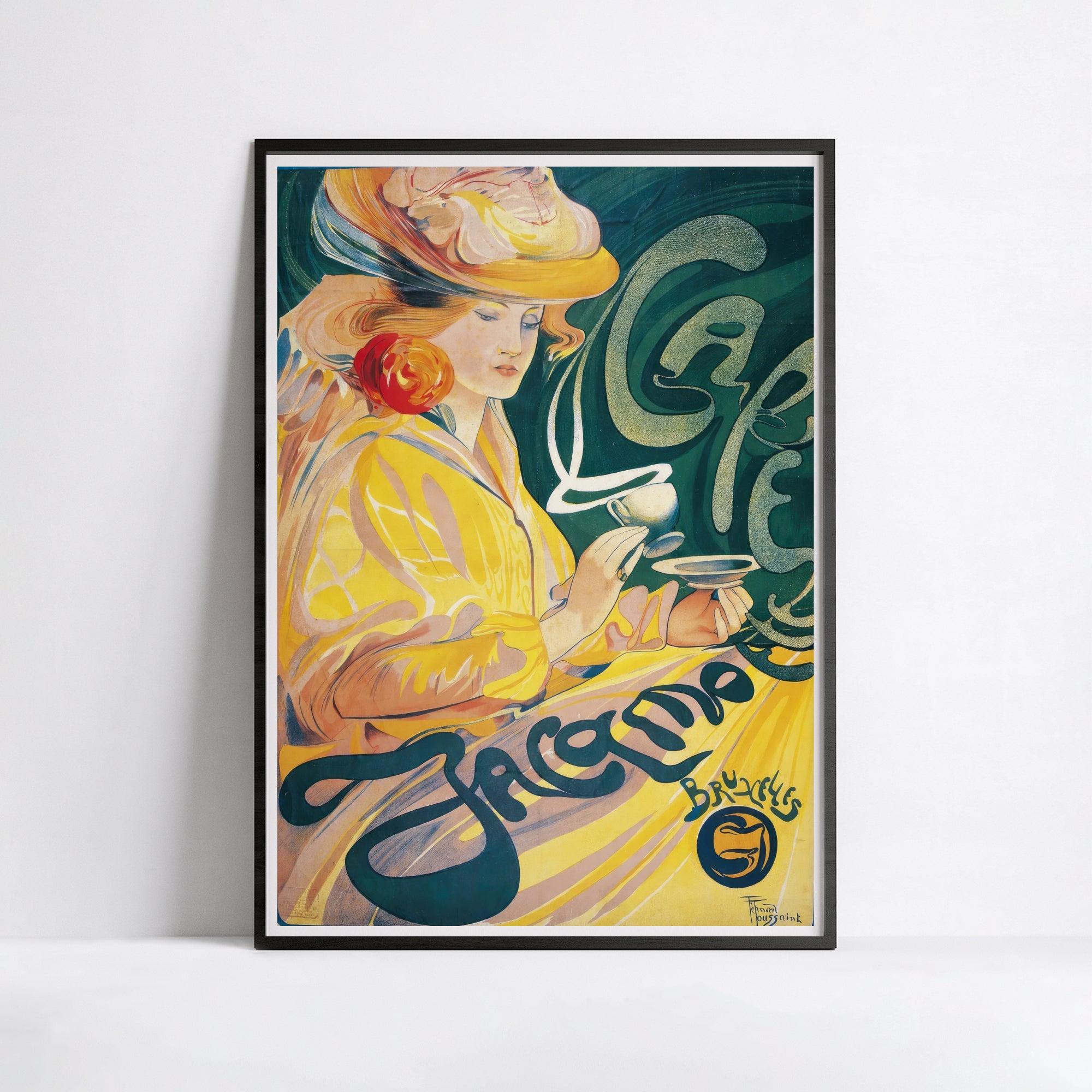 Affiche Art Nouveau "Café Jacqmotte" - Toussaint - Haute Définition - papier mat 230gr/m² - Poster Vintage