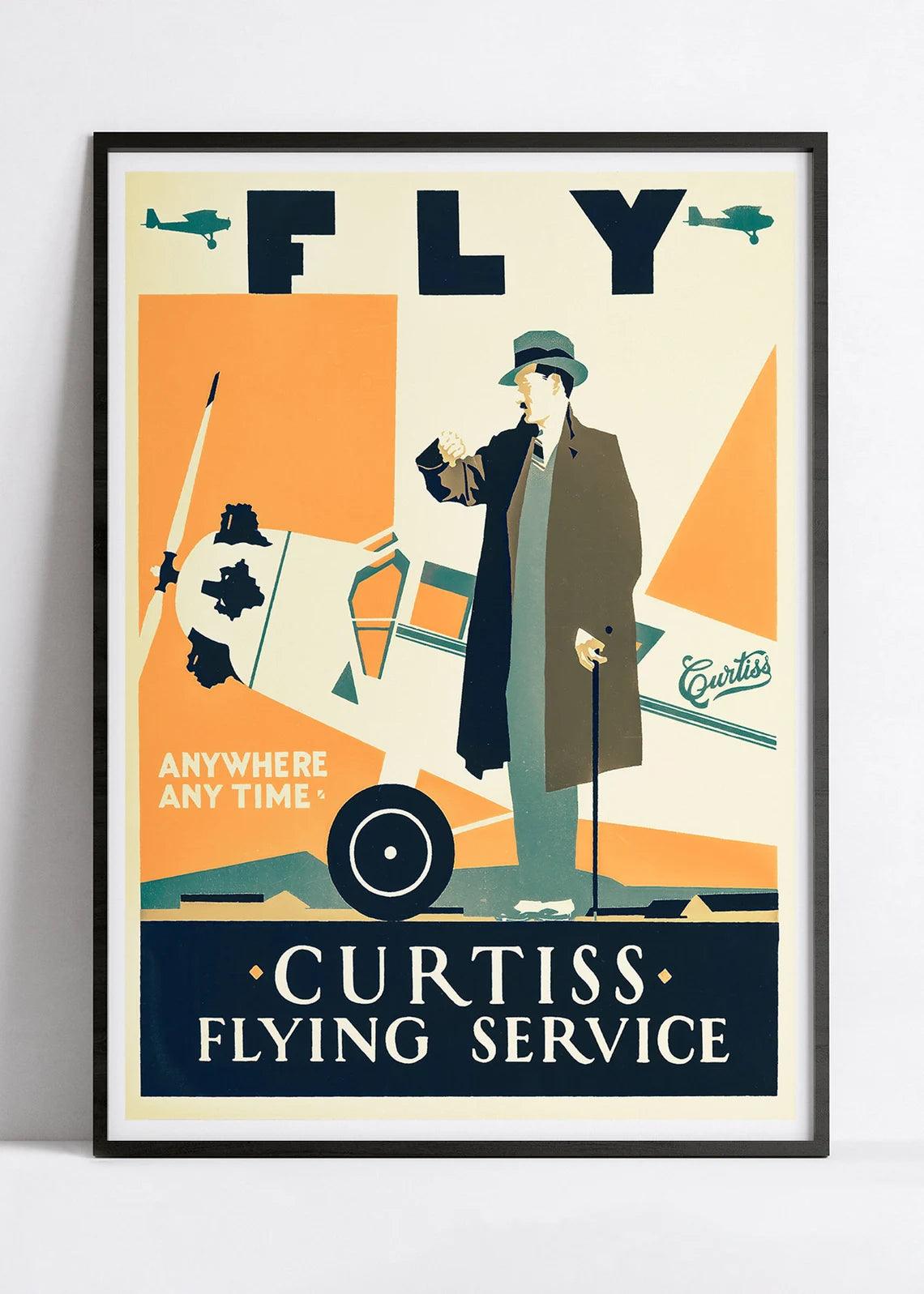 Affiche aviation vintage "Curtiss Flying Service" - Haute Définition - papier mat 230gr/m2 - Poster Vintage