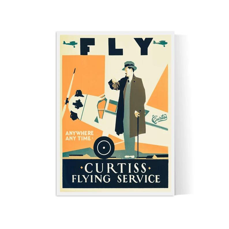 Affiche aviation vintage "Curtiss Flying Service" - Haute Définition - papier mat 230gr/m2 - Poster Vintage