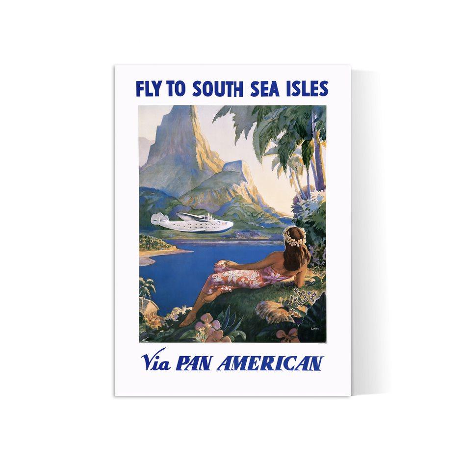 Affiche aviation vintage "Fly to South Sea Isles" - PANAM - Haute Définition - papier mat 230gr/m2 - Poster Vintage