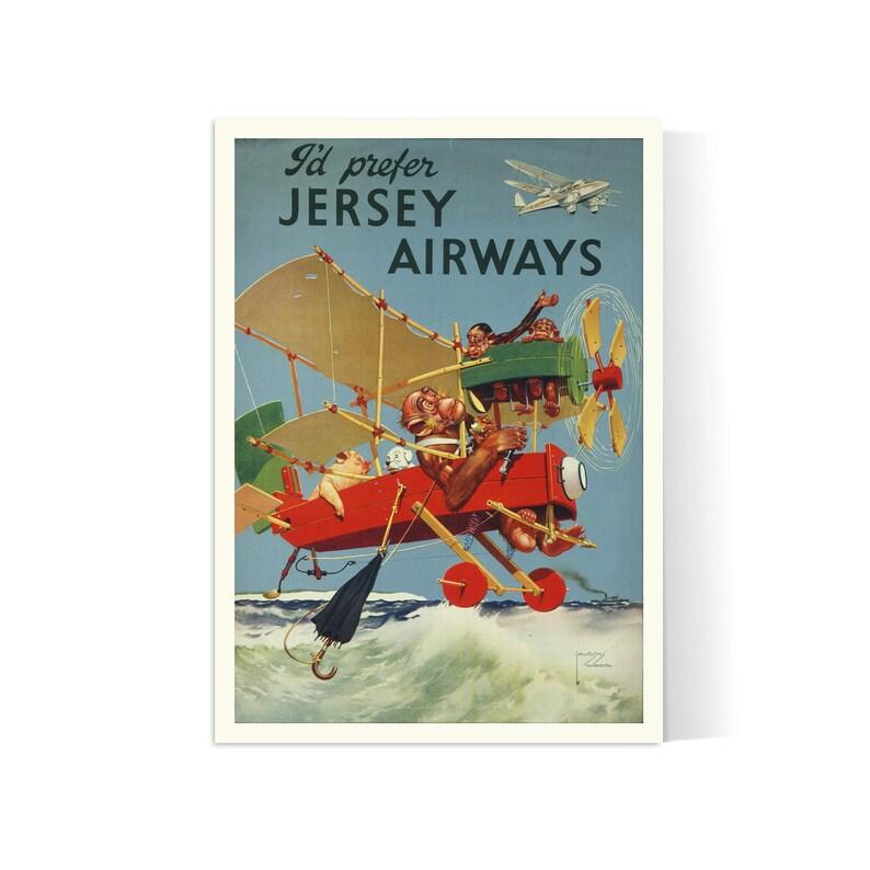 Affiche aviation vintage "Flying Monkeys" - Jersey Airways - Haute Définition - papier mat 230gr/m2 - Poster Vintage