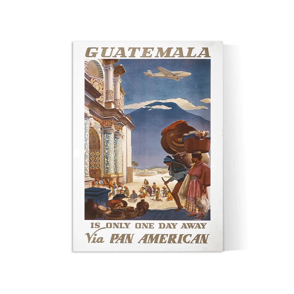 Affiche aviation vintage "Guatemala" - PANAM - Haute Définition - papier mat 230gr/m2 - Poster Vintage