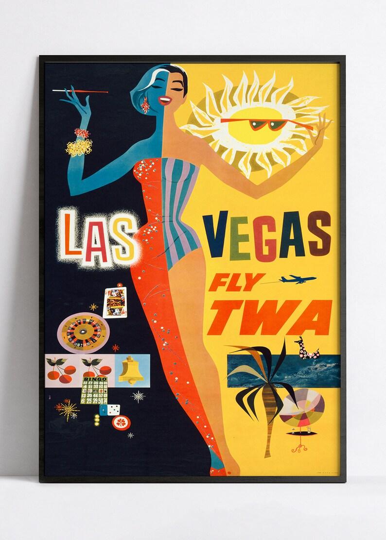 Affiche aviation vintage "Las Vegas" - TWA - Haute Définition - papier mat 230gr/m2 - Poster Vintage