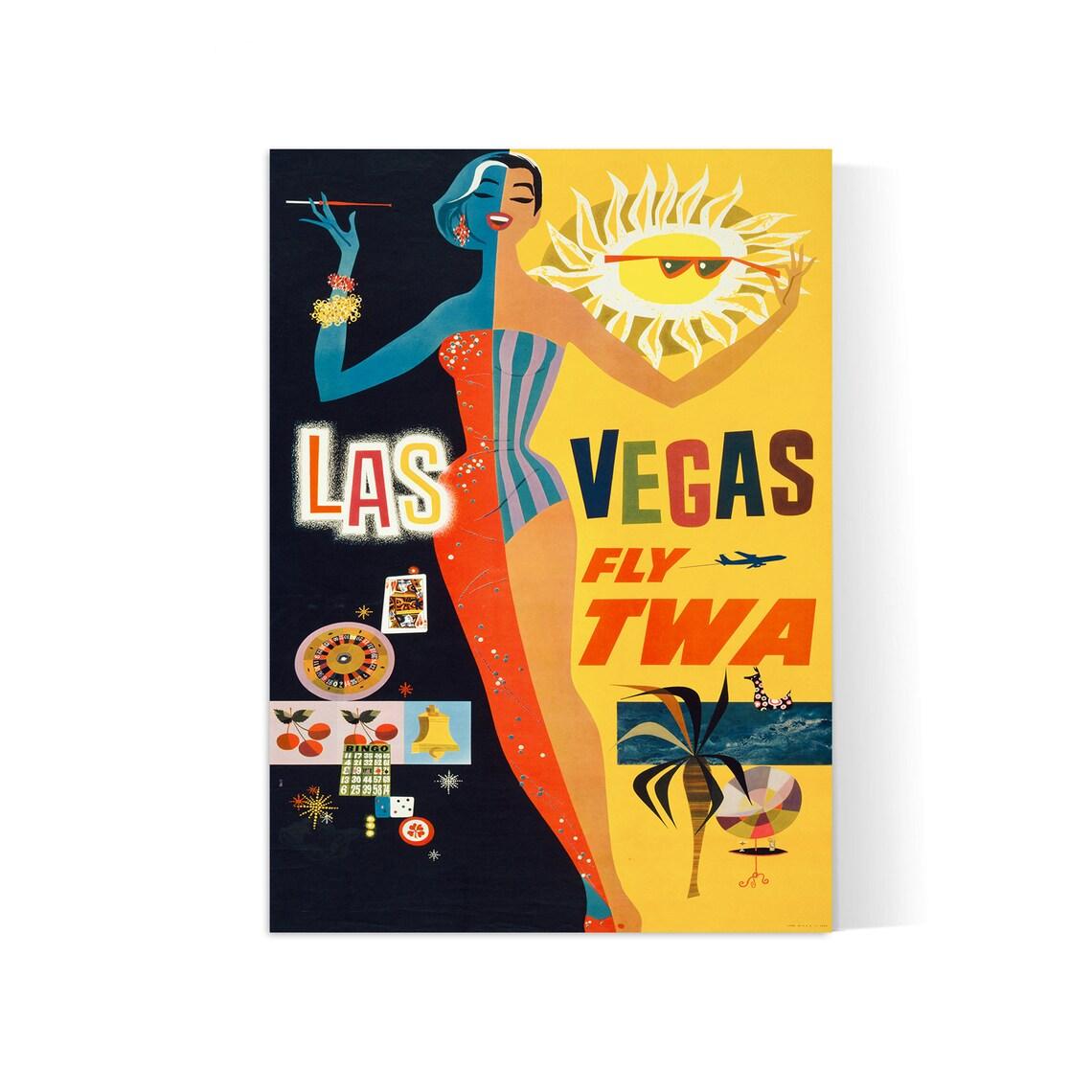 Affiche aviation vintage "Las Vegas" - TWA - Haute Définition - papier mat 230gr/m2 - Poster Vintage