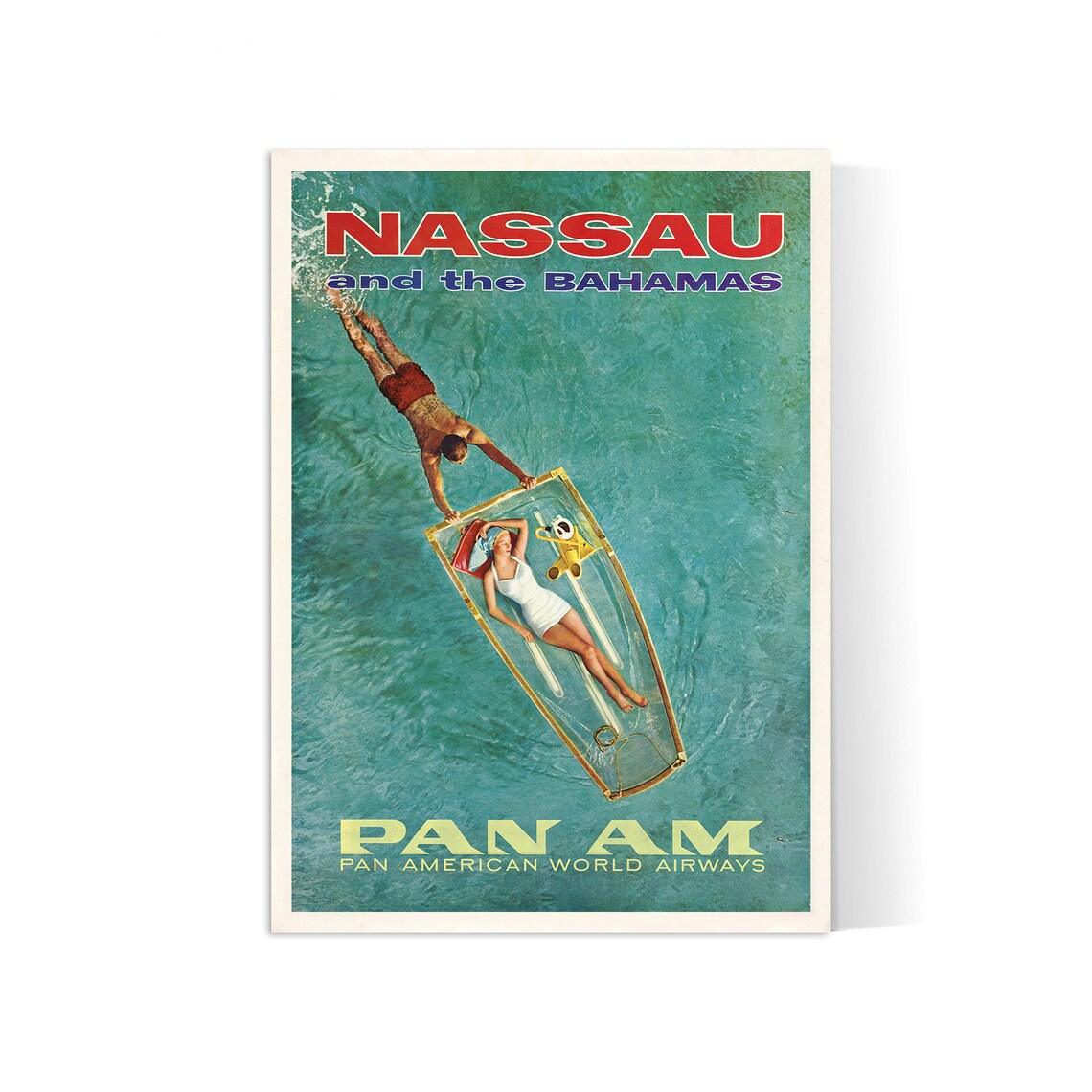 Affiche aviation vintage "Nassau" - Panam - Haute Définition - papier mat 230gr/m² - Poster Vintage