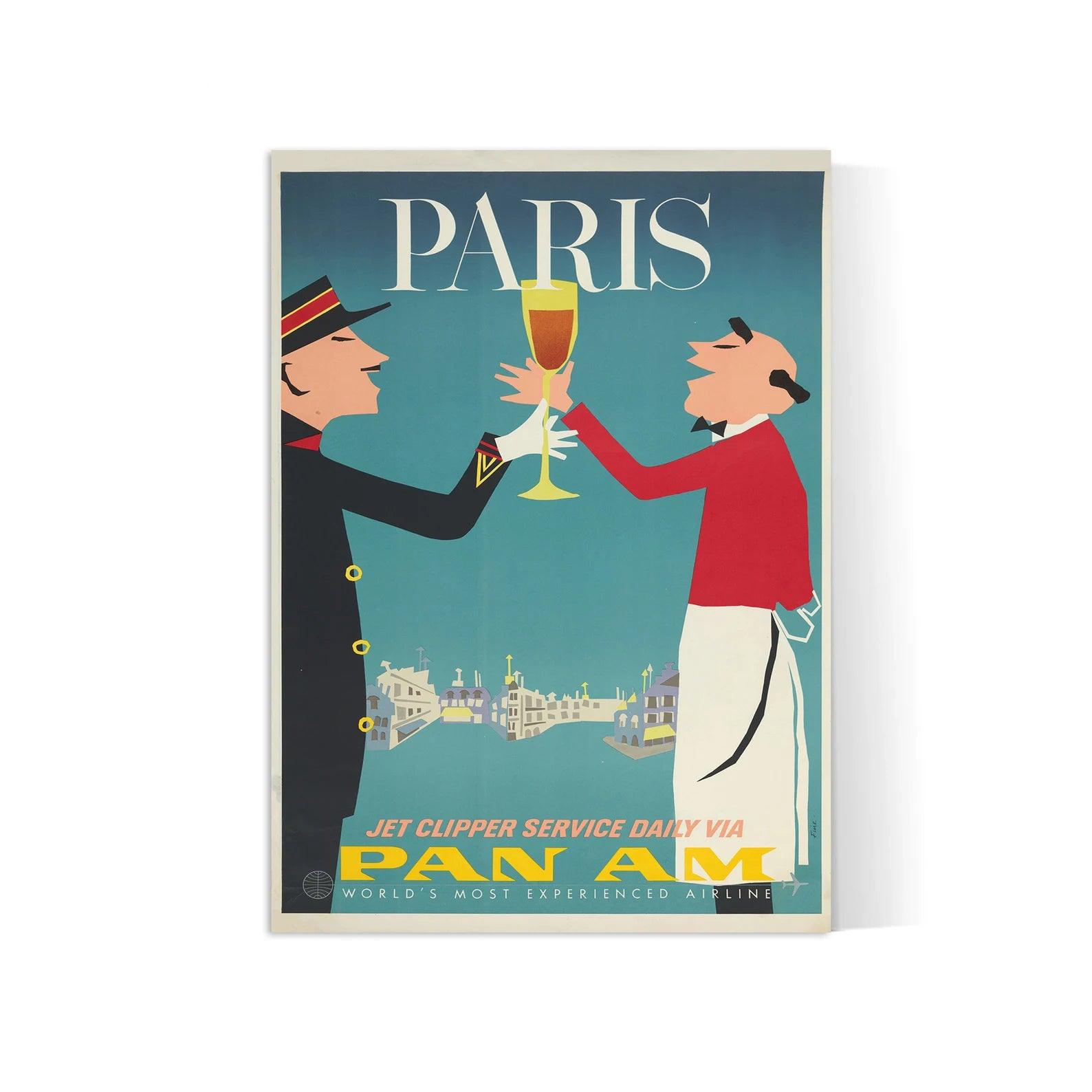 Affiche aviation vintage "Paris" Pan American -Aaron Fine- Haute Définition - papier mat 230gr/m2 - Poster Vintage