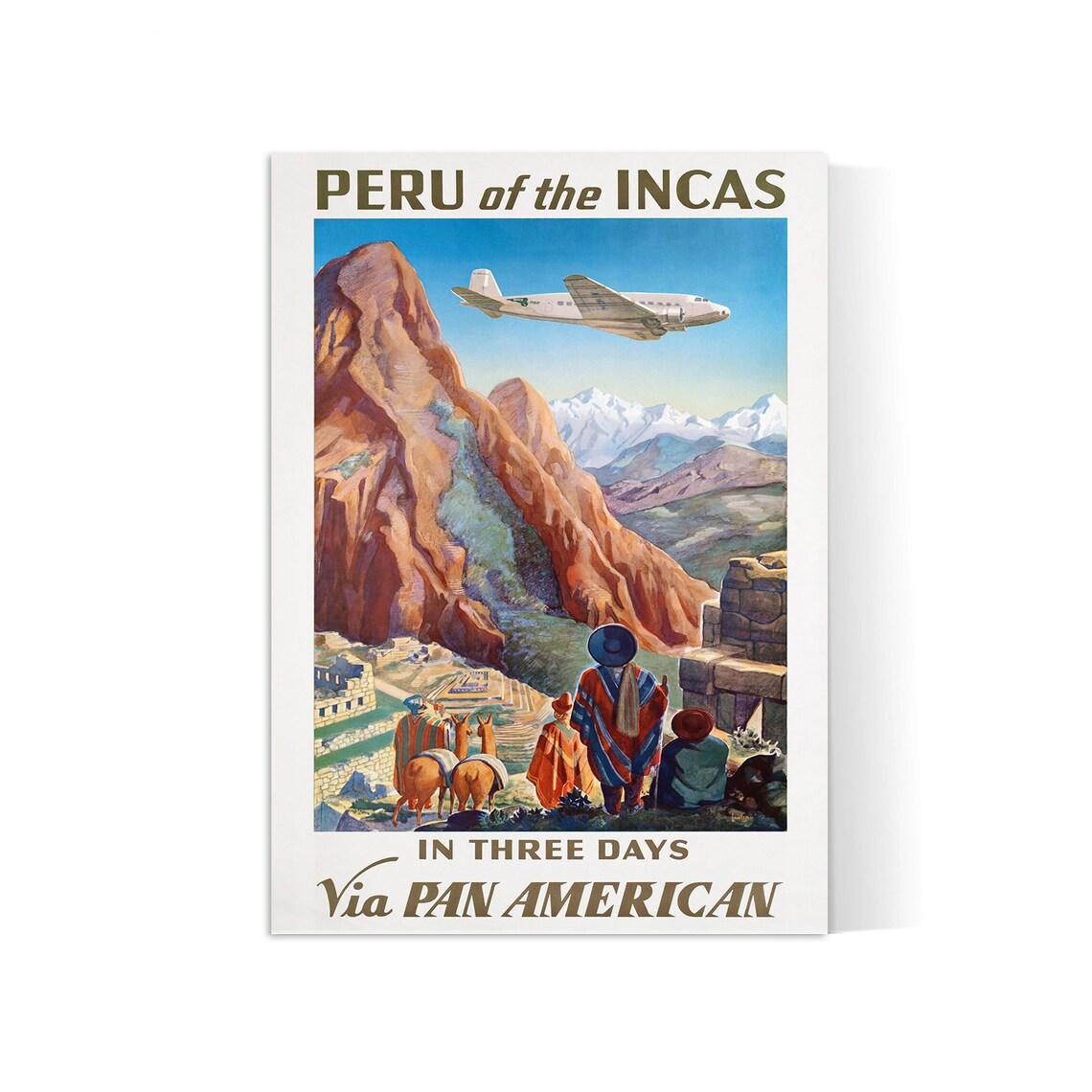 Affiche aviation vintage "Peru of the Incas" - PANAM - Haute Définition - papier mat 230gr/m2 - Poster Vintage